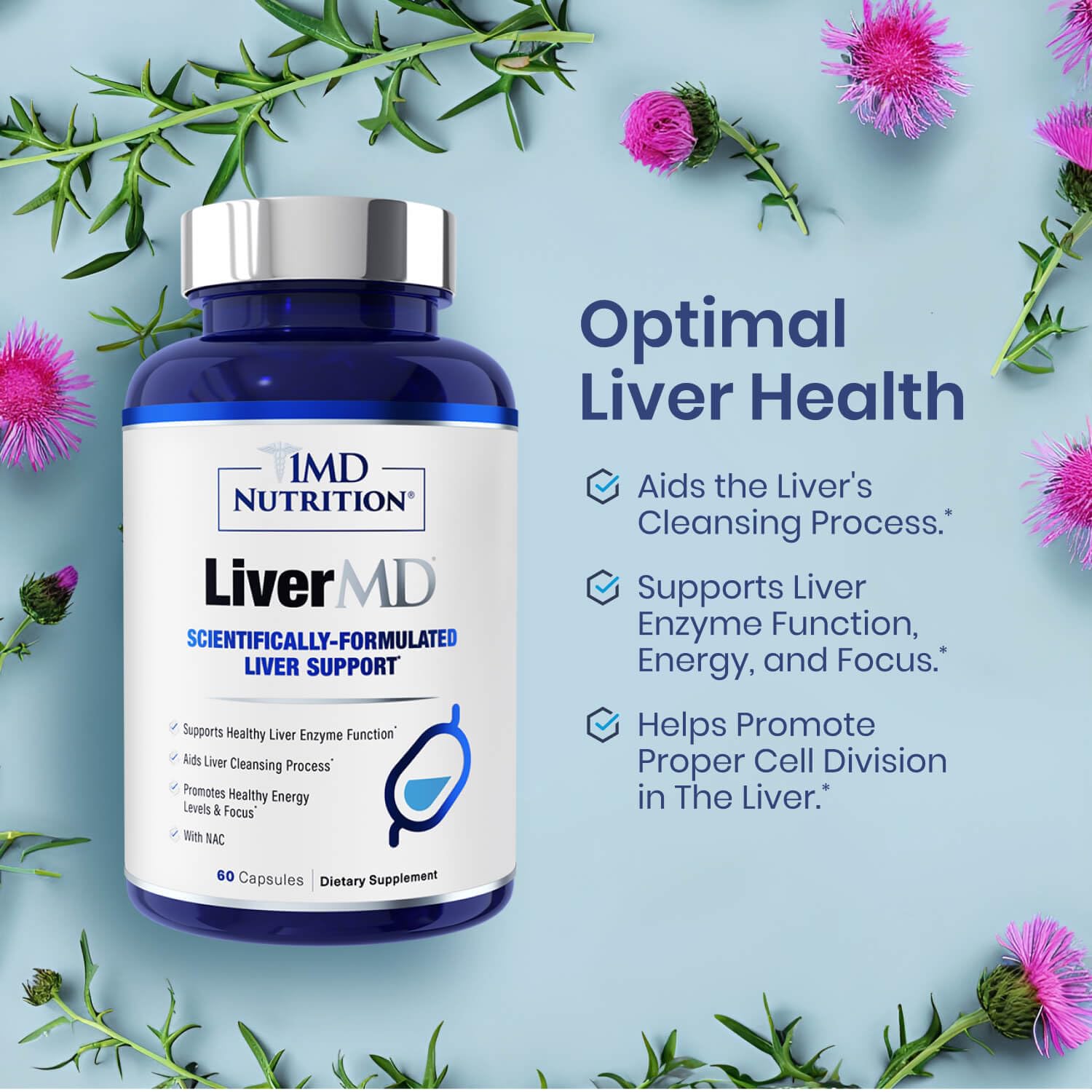 1MD Nutrition LiverMD - Liver Support Supplement | Siliphos Milk Thistle Extract & NAC - Supports Healthy Energy, Immunity & Overall Health 1MD Nutrition buy supplements canada
