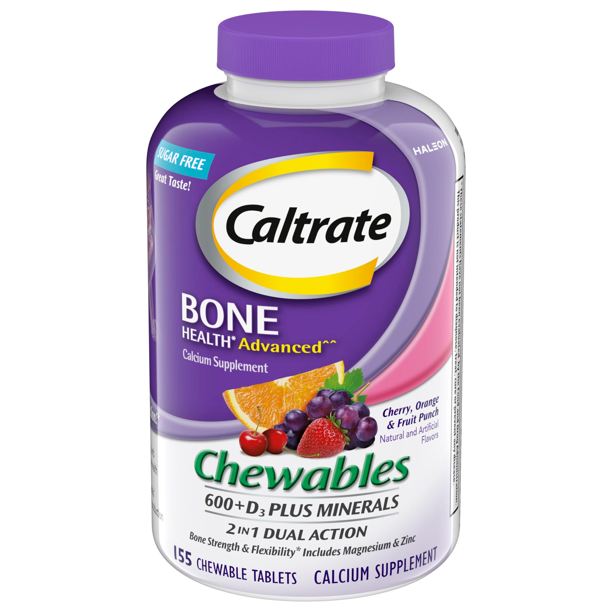 Caltrate Chewables 600 +D3 Plus Minerals Calcium and Vitamin D, Sugar Free, Cherry, Orange and Fruit Punch, 155 count Caltrate buy supplements canada