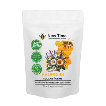 Organic Propolis Comfort Suppositories for Men, Women - Natural Bee & Botanical Formula, Gentle Daily Care 10 Count New Time Organic beekeeping products buy supplements canada