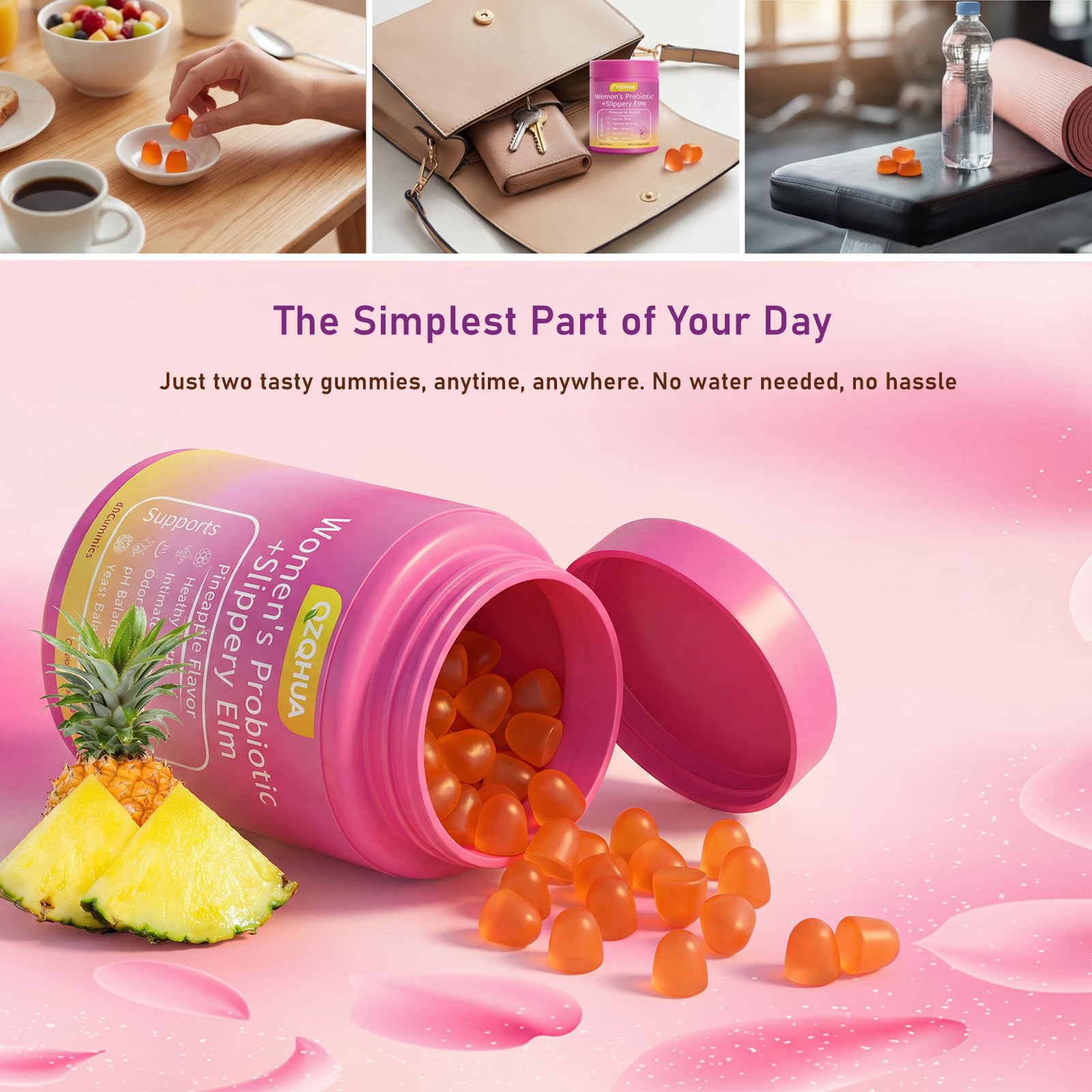 Premium Feminine Balance Gummies for Women - 60 Gummies, Hawaiian Pineapple Flavor - with Probiotics & Vitamin C - Supports Feminine Wellness & Healthy Balance - Gluten Free, Vegan（30 Servings）（Q2） QZQHUA buy supplements canada