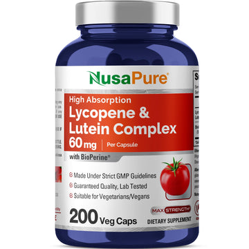 NusaPure Lycopene & Lutein Complex 60mg per Caps, 200 Veggie Capsules (Non-GMO, Vegan) NusaPure buy supplements canada