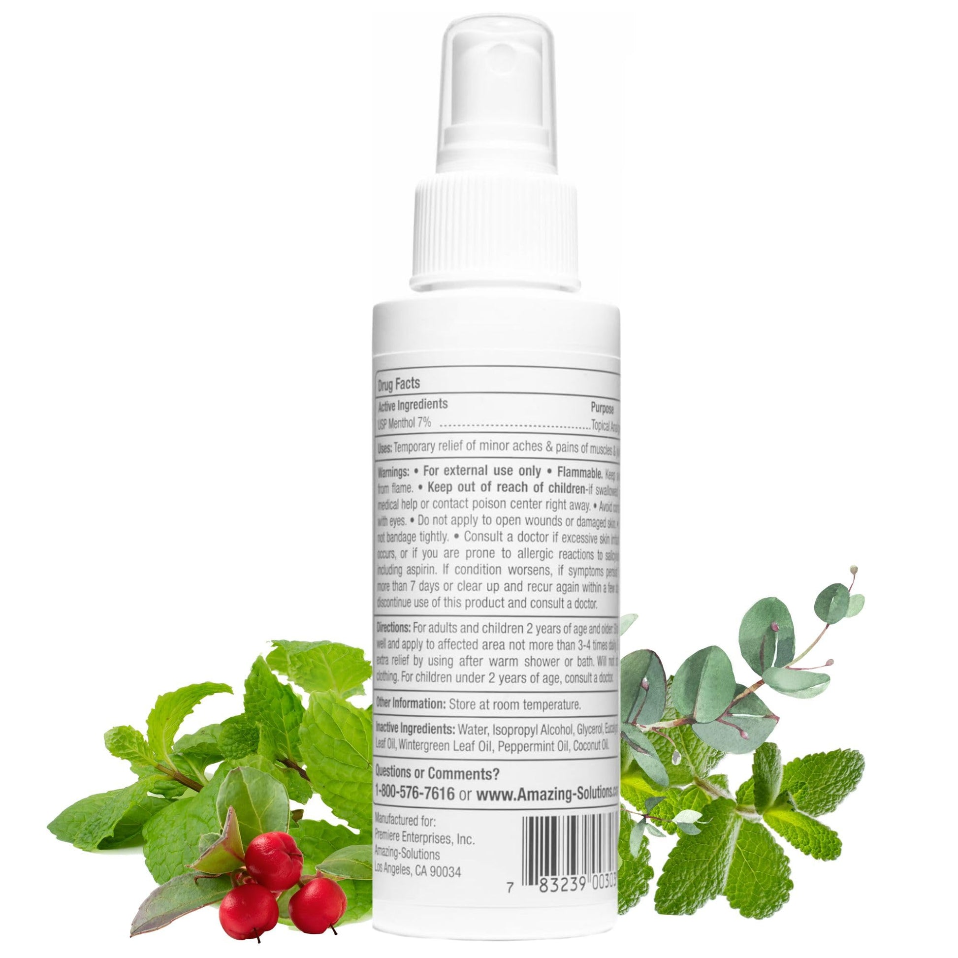 Premiere's Pain Spray All-Natural Menthol & Peppermint Oil Herbal Blend for Joint and Nerve Pain, Muscle Soreness, Sprains, Cramps, Sports Injuries, Back Pain & Neck Shoulder Aches - One Pack Premiere's Pain Spray buy supplements canada
