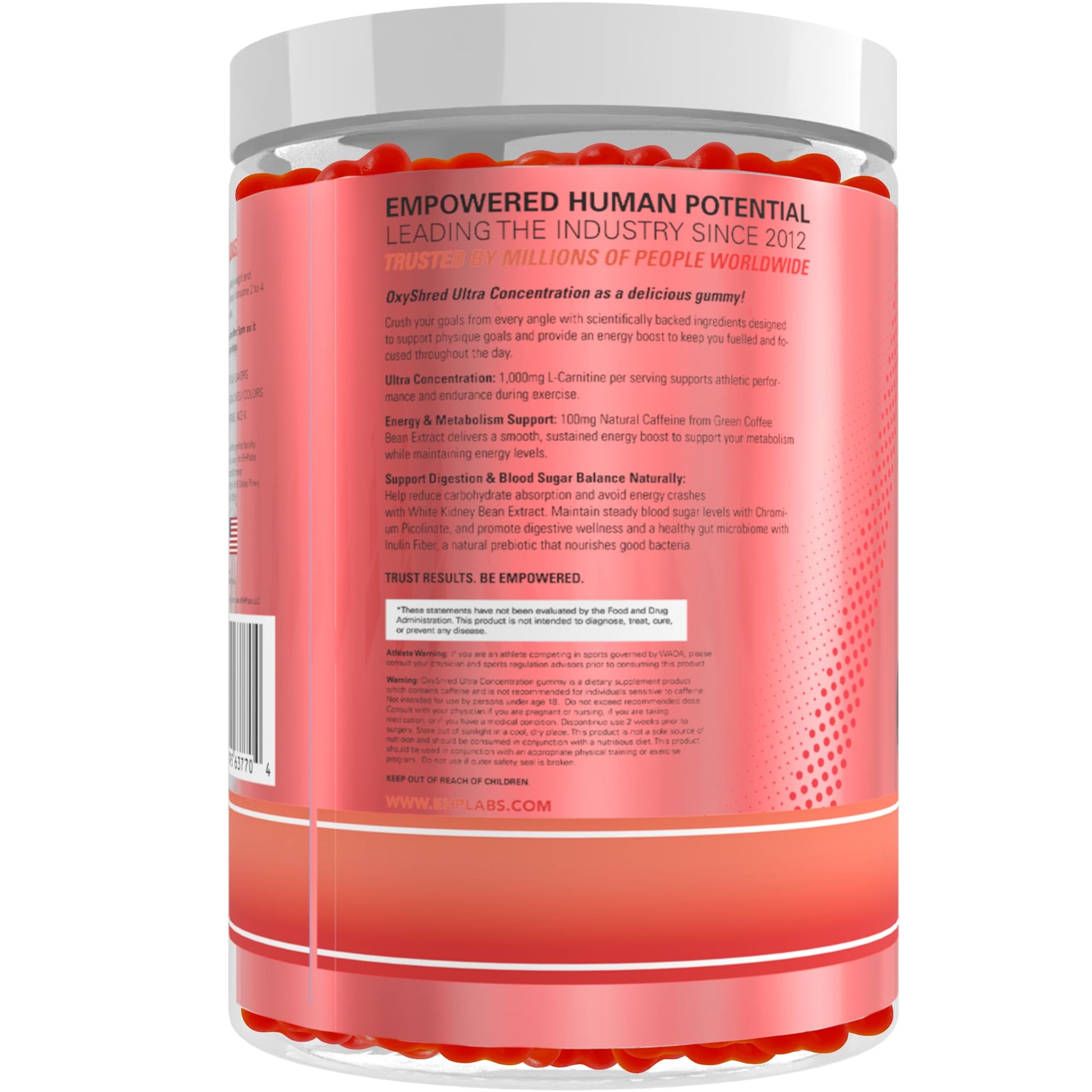 EHP Labs OxyShred Gummies - Pre Workout Gummies & Energy Chews with 100mg Caffeine, L-Carnitine for Thermo & Metabolic Support, All Natural Energy Boost EHP Labs buy supplements canada