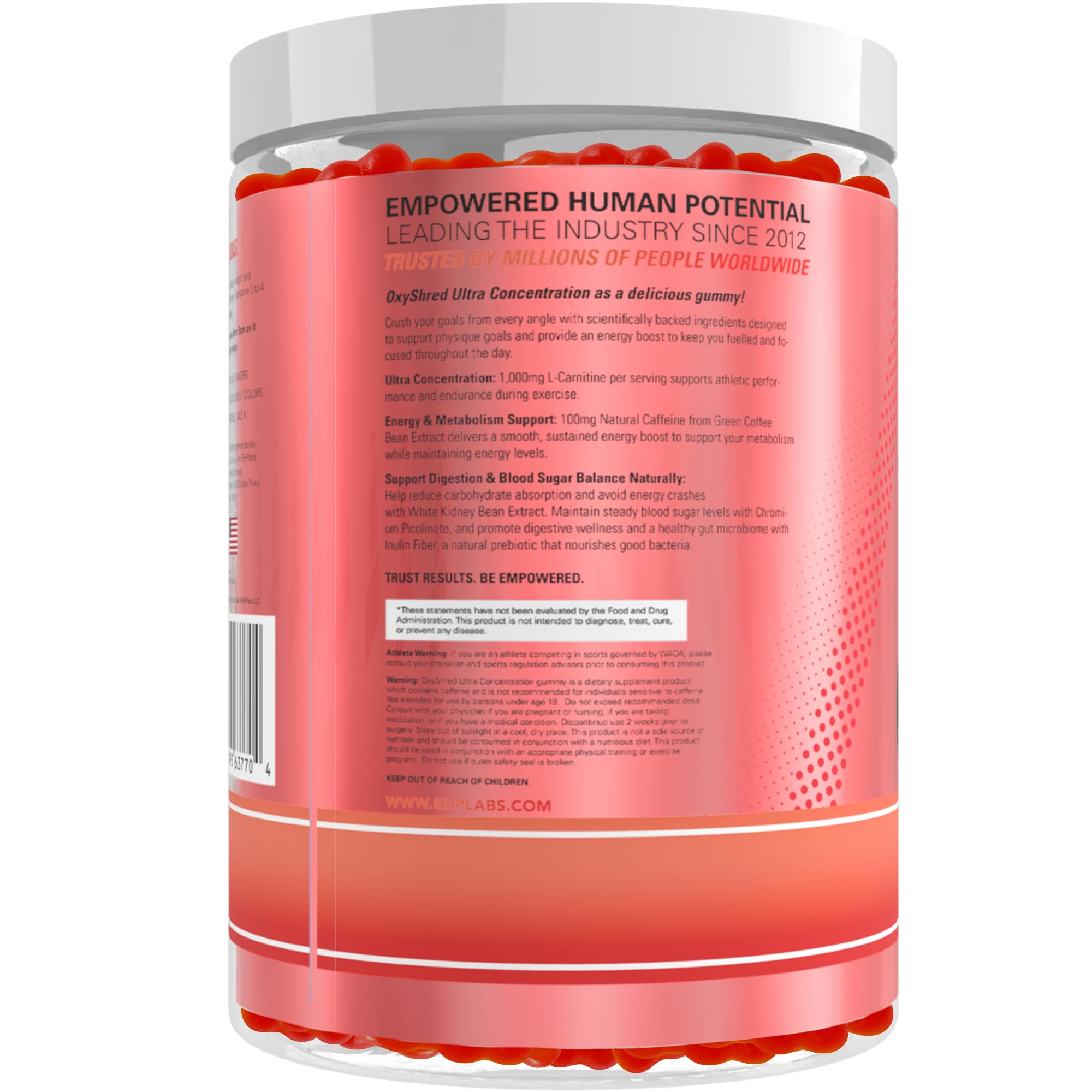 EHP Labs OxyShred Gummies - Pre Workout Gummies & Energy Chews with 100mg Caffeine, L-Carnitine for Thermo & Metabolic Support, All Natural Energy Boost EHP Labs buy supplements canada