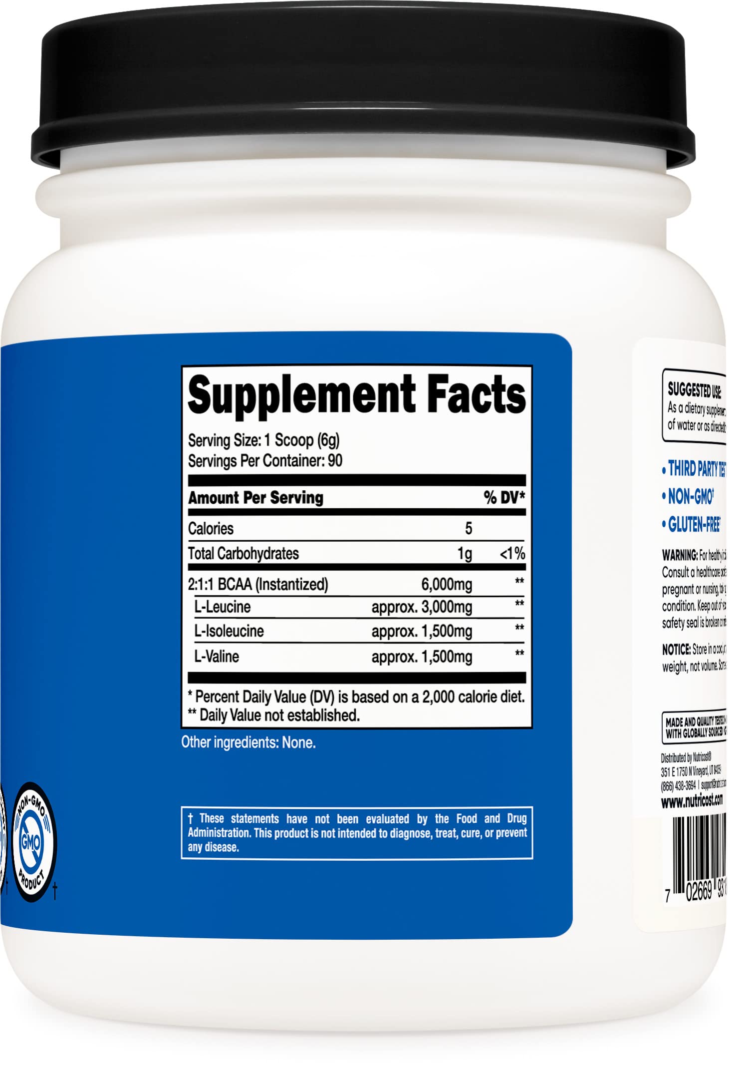 Nutricost BCAA Powder 2:1:1 (Unflavored, 90 Servings) - Branched Chain Amino Acids Nutricost buy supplements canada