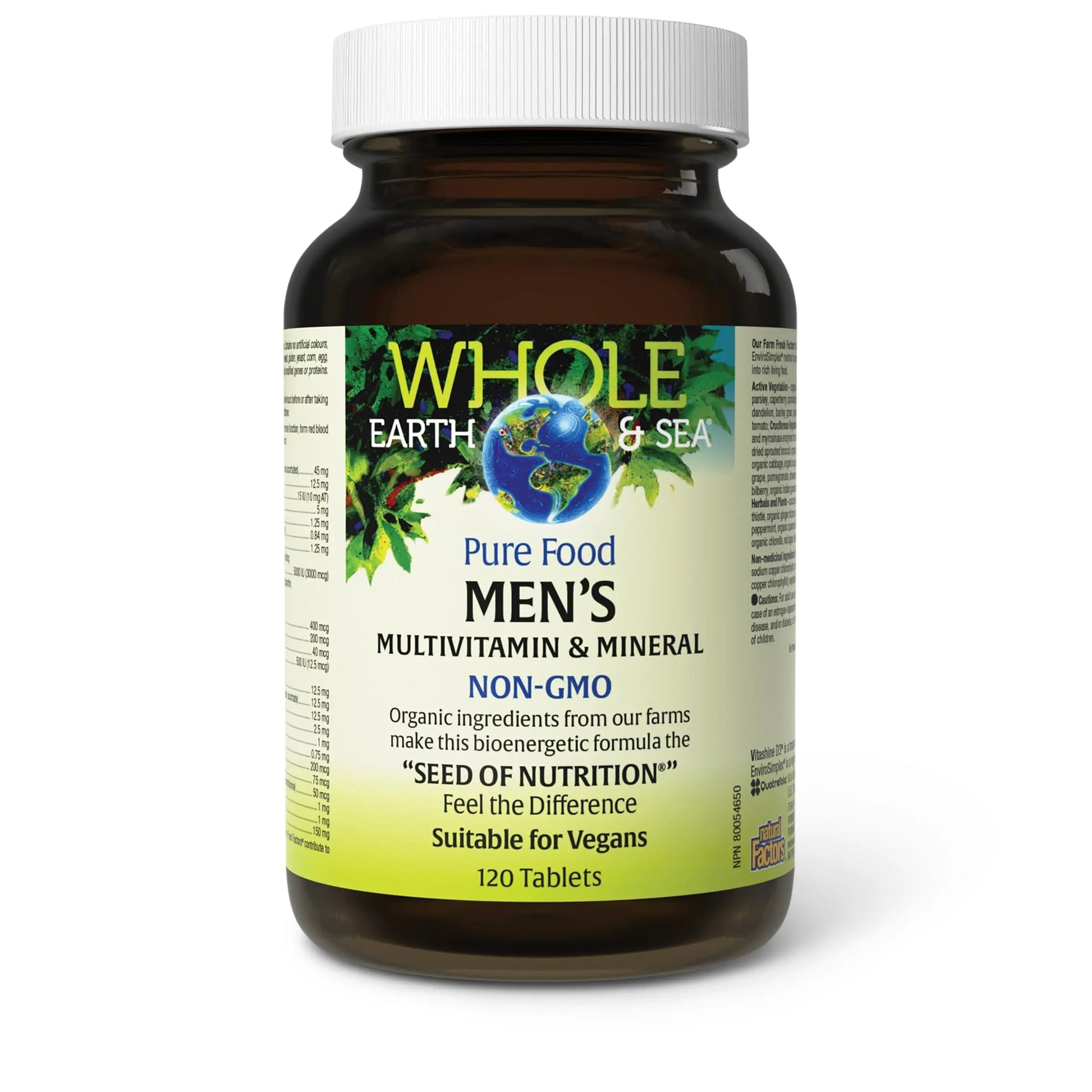 Natural Factors Whole Earth & Sea Men's Multivitamin s& Mineral, 1 Serving Contains Nutrition Equivalent to ½ lb of Veggies, 120 Tablets Natural Factors buy supplements canada