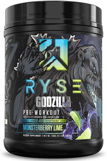 RYSE Godzilla X Noel Deyzel Pre Workout Powder - Monsterberry Lime - 400mg Caffeine, High Stim Pre-Workout for Men & Women with Citrulline & Beta Alanine - Energy, Pump & Focus - 20/40 Servings RYSE Up Supplements buy supplements canada
