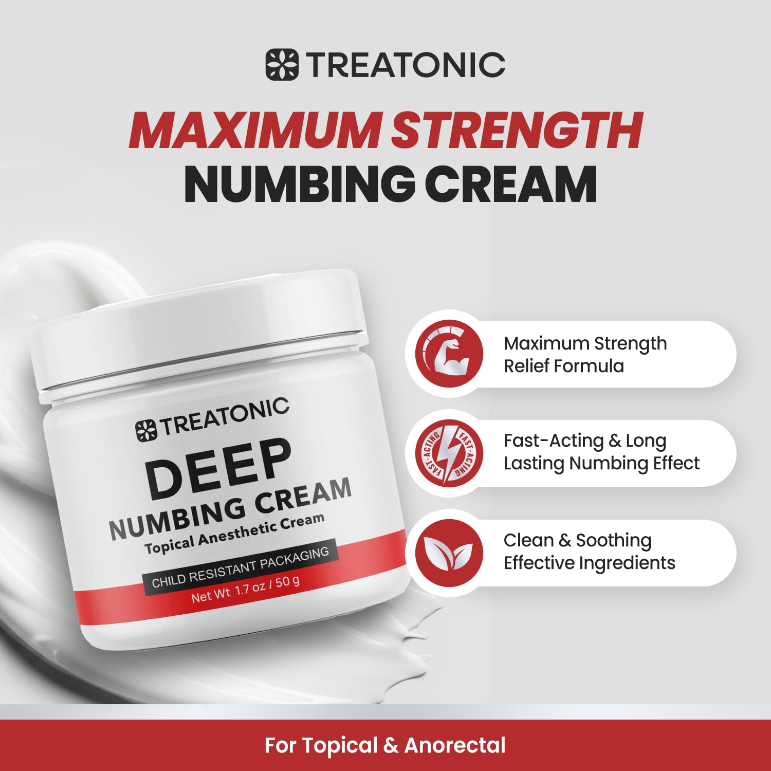Treatonic Maximum Strength Numbing Cream: Numbing Cream for Discomfort, Burn, Itch & Pain Relief - Fast-Acting, Soothing Topical Anesthetic with Menthol & Emu Oil for Hemorrhoid Treatment – 1.7oz Treatonic buy supplements canada