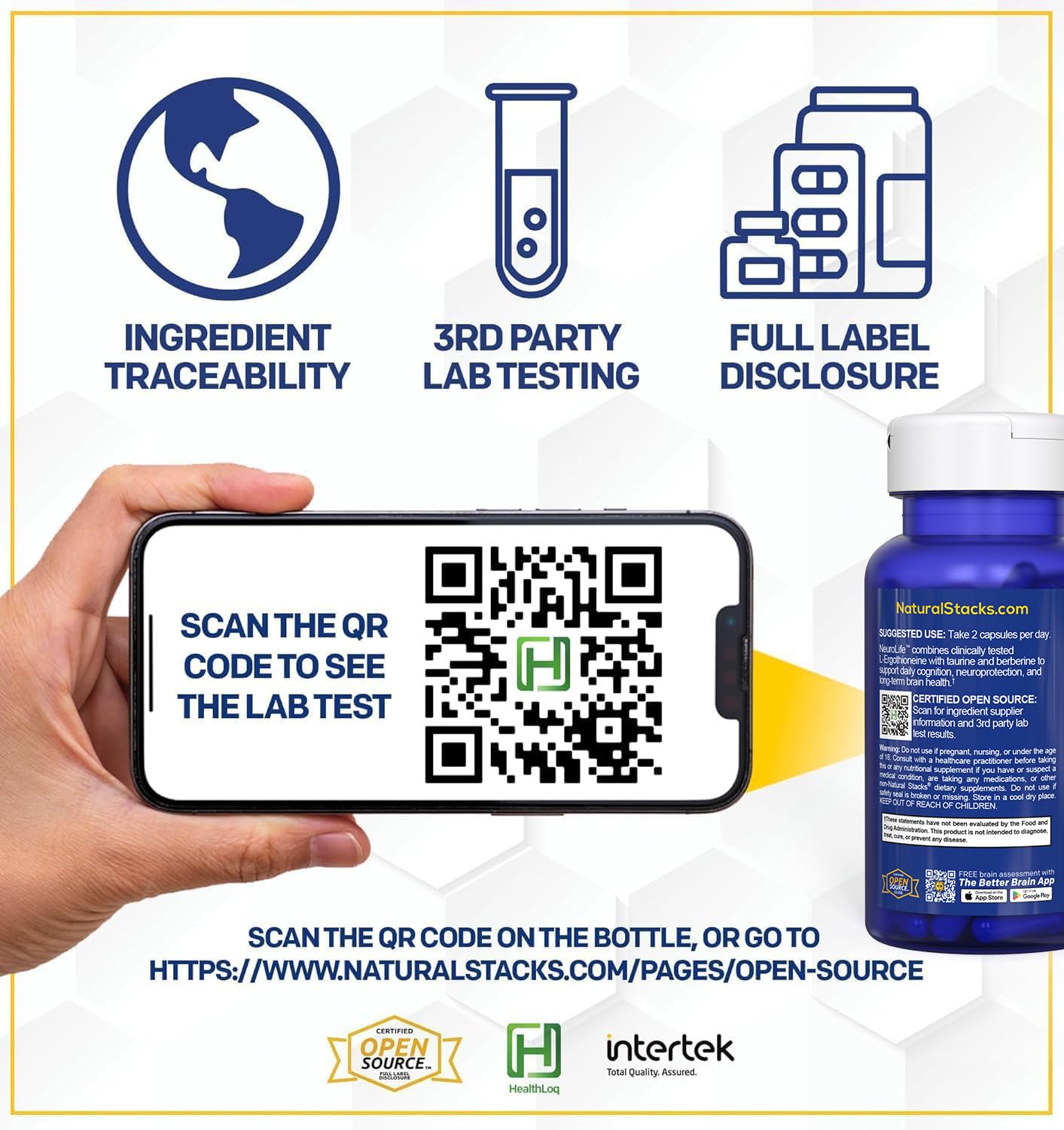 NeuroLife Longevity Supplement - 500mg Taurine & 400mg Berberine Supplement - Clinically Tested MitoPrime L-Ergothioneine - Brain Support for Cognitive Vitality - 60 Berberine Capsules NATURAL STACKS buy supplements canada