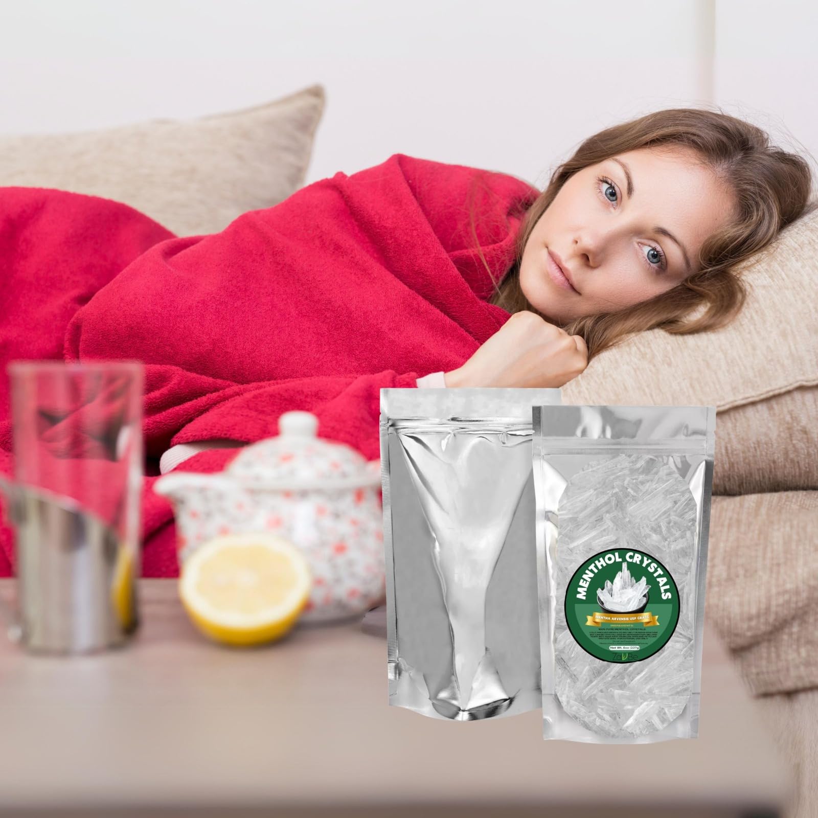 ZAVBE 1LB Menthol Crystal Mentha Arvensis Pure Natural in Resealable Bag USP Food Grade ZAVBE buy supplements canada
