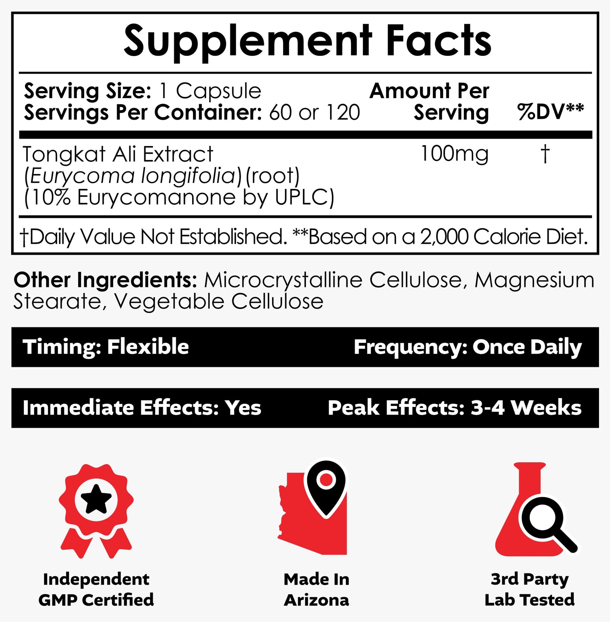 Depot Tongkat Ali Extract Capsules | 100mg | 60 Count | 10% Eurycomanone by HPTLC | Eurycoma longifolia Root Extract Nootropics Depot buy supplements canada