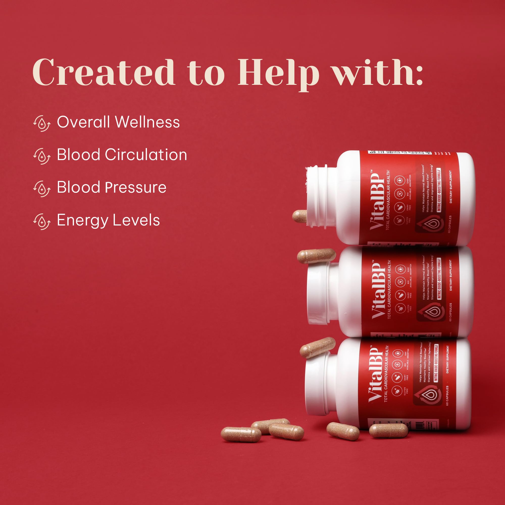 Vital BP - Support for Normal Blood Pressure - Supports Blood Flow & Arteries - with CoQ10, L-Citrulline, and K2 & D3-60 Capsules VitalBP buy supplements canada