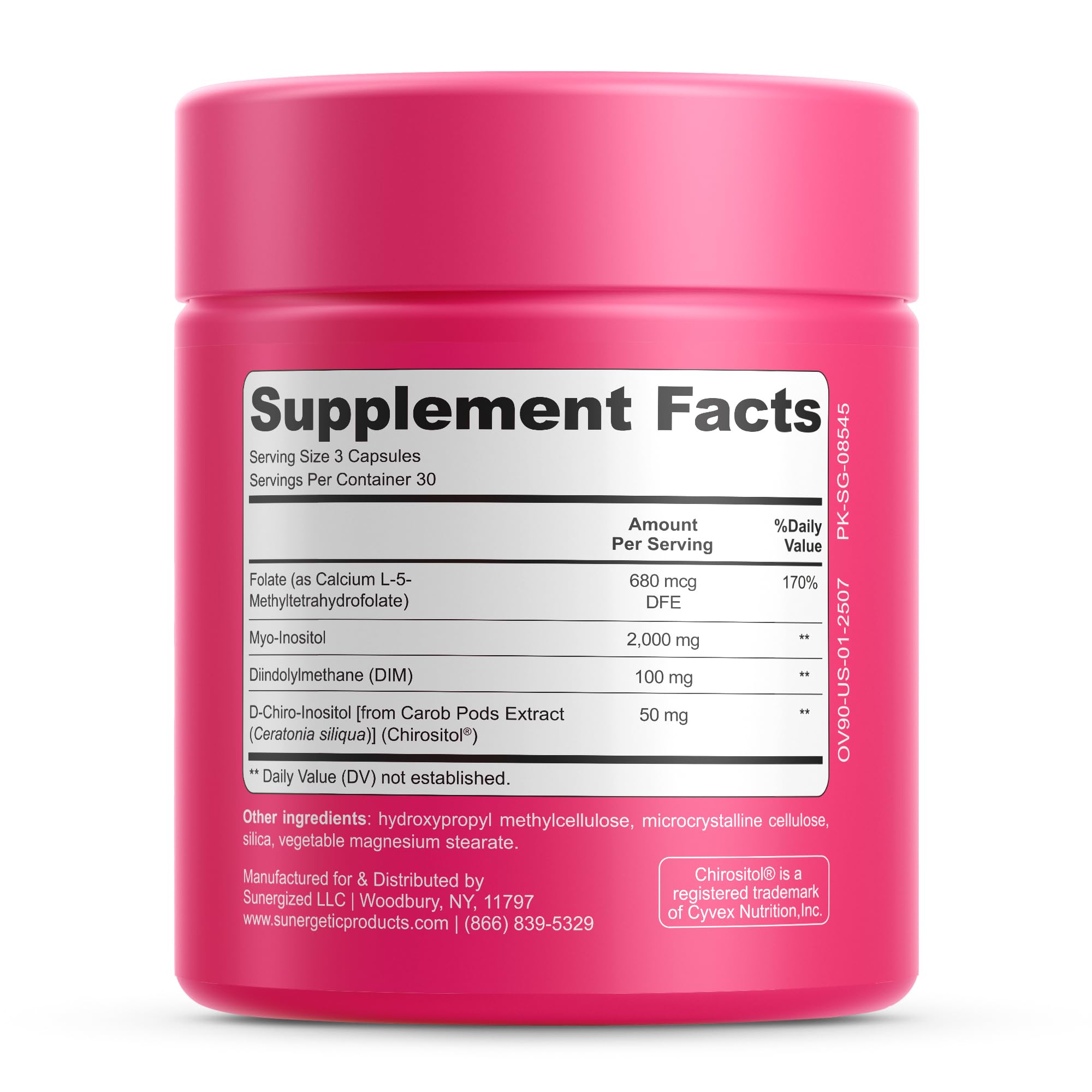 Premium Ovarian Health Support Supplement – Hormone Balance, Ovulation & Cycle Regularity - Myo-Inositol & D-Chiro Inositol Supplement for Women – 40:1 Inositol Ratio With Folate & DIM – 90 Capsules Sunergetic buy supplements canada