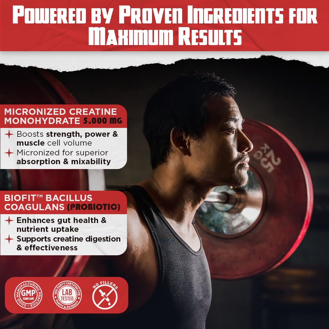 Old School Labs 5000mg Micronized Creatine Monohydrate with BioFit™ Probiotic - No Bloat Post-Recovery for Men & Women Supports Muscle Growth, Old School Labs buy supplements canada