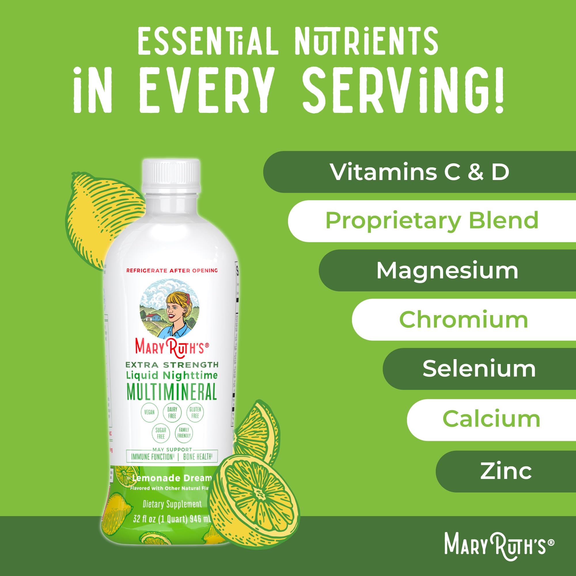 MaryRuth Organics Extra Strength Nighttime Liquid Multimineral | Sugar Free | Calm Magnesium Citrate | NO Melatonin | Calcium Magnesium Zinc | Muscle Relaxation | Lemonade Flavor | Vegan | 32 Serving MARYRUTH'S buy supplements canada