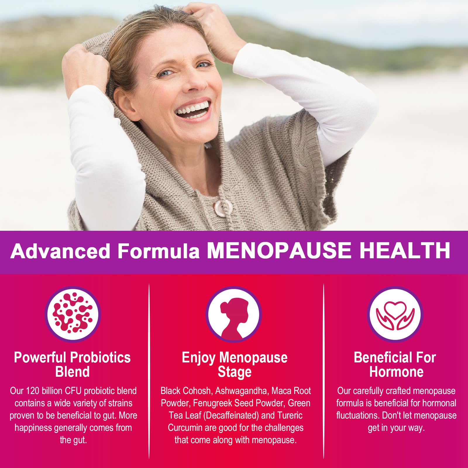 Menopause Supplements for Women, 120 Billion CFU Menopause Probiotics for Women, All-Natural Probiotic for Hot Flashes Menopause, Night Sweats, Mood Swings, Gut and Hormone - 60 Herbal Capsules Zwllood buy supplements canada
