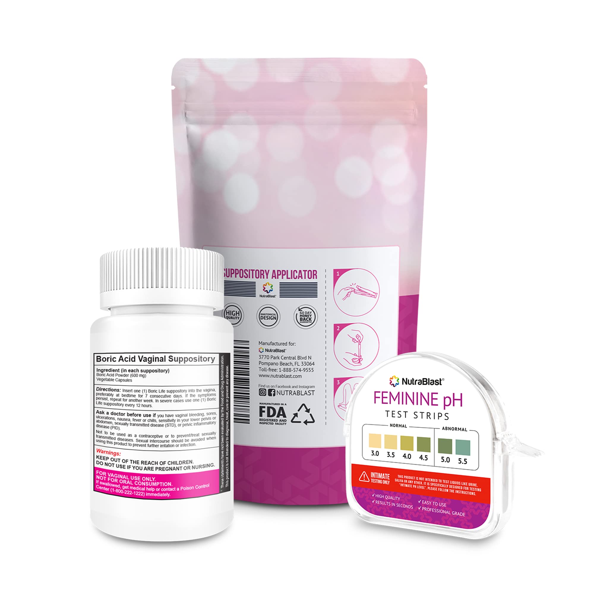 NutraBlast Boric Acid Vaginal Suppositories 600mg (30 Count) w/Disposable Vaginal Suppository NutraBlast buy supplements canada