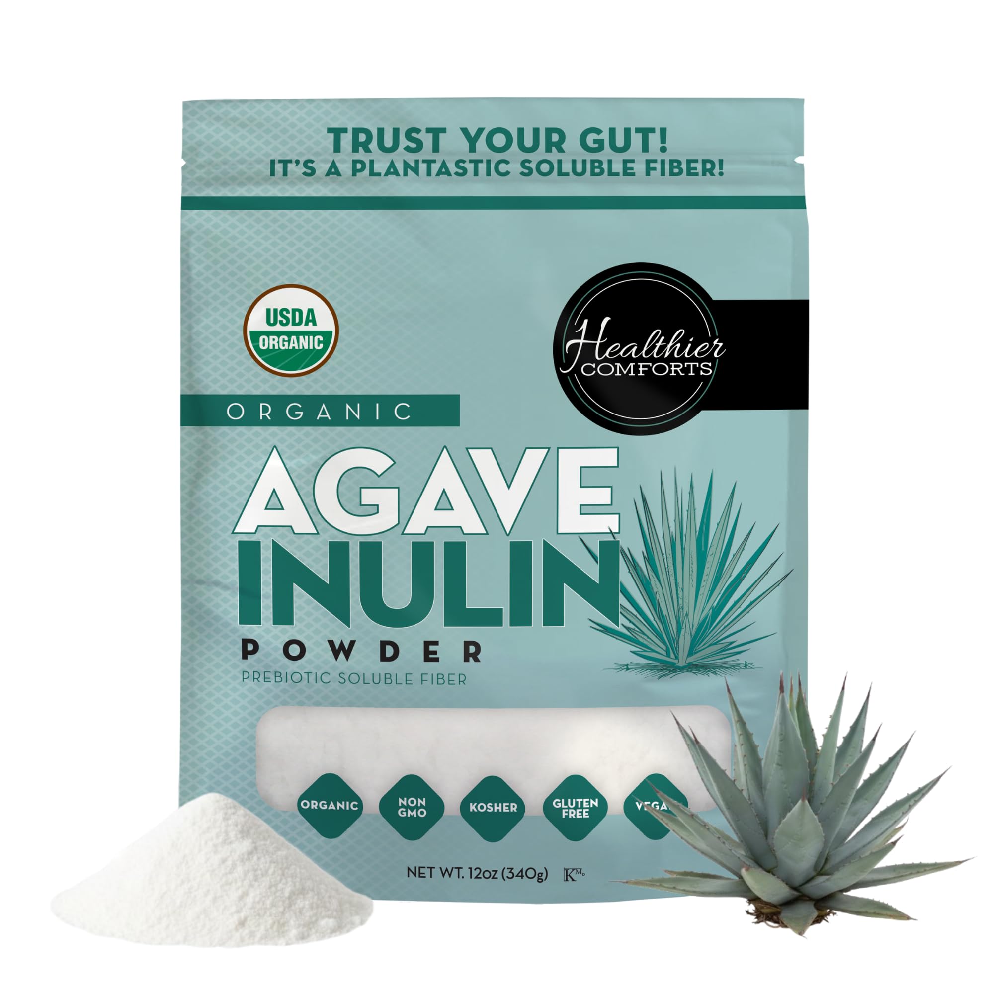 Healthier Comforts Organic Inulin Powder (12 oz) from Blue Agave | Soluble Prebiotic Fiber, Gentle on Digestion, Non-GMO | Perfect for Coffee, Baking & Cooking Healthier Comforts buy supplements canada