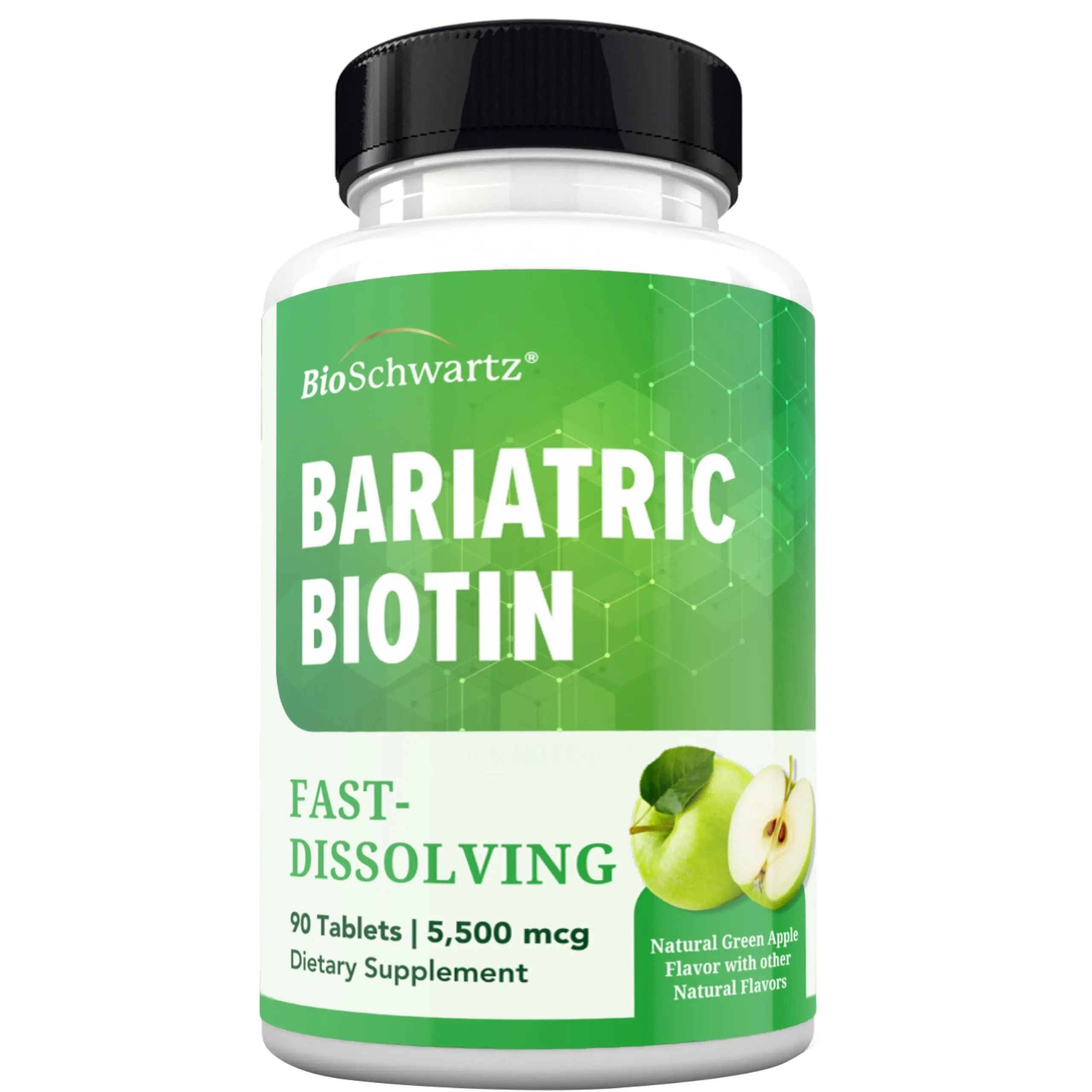 BioSchwartz Bariatric Biotin Chewable Tablets - 5500mcg Biotin per Serving - Green Apple Flavor, 3 Month Supply - Sugar-Free Hair Skin Nails Vitamins BioSchwartz buy supplements canada