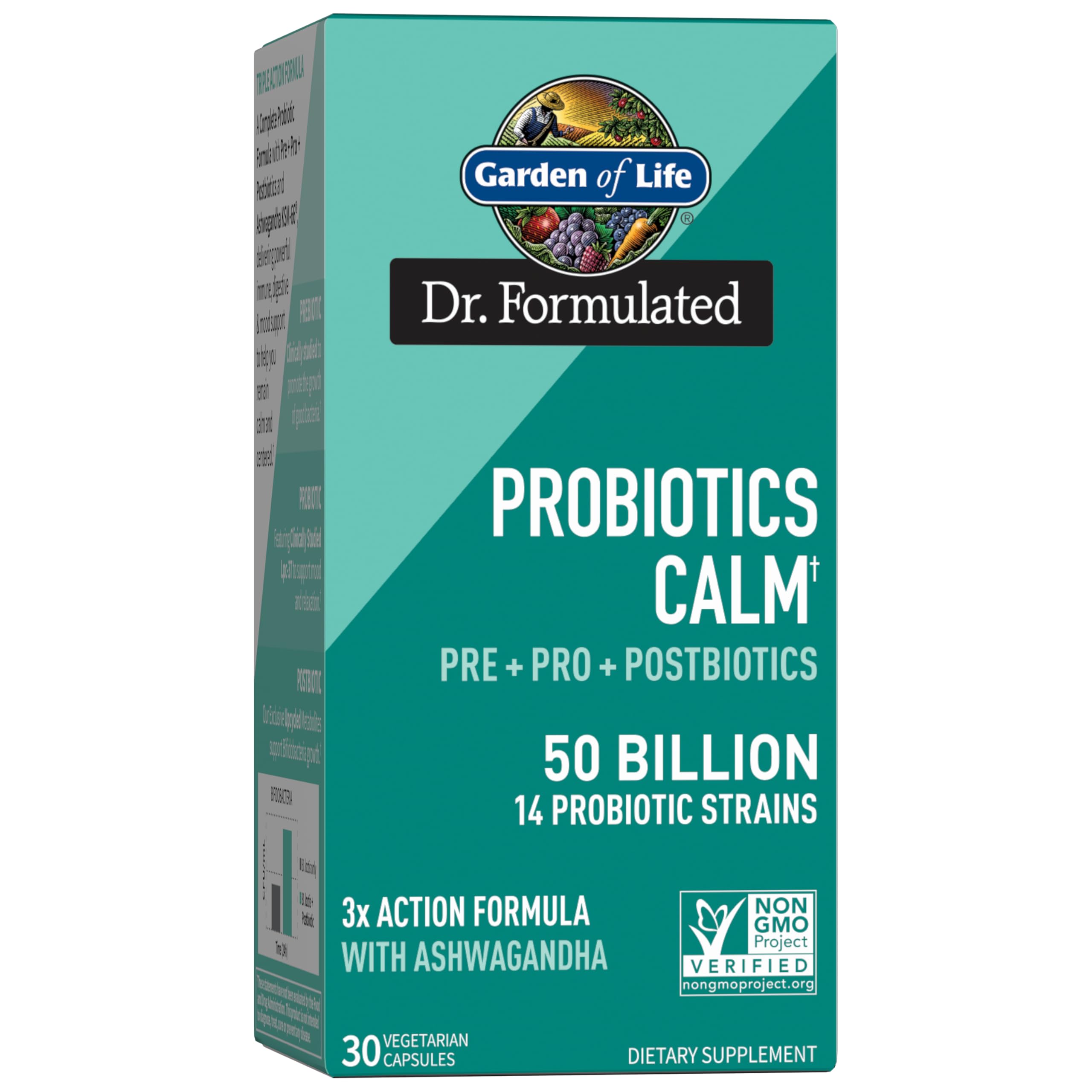 Garden of Life Dr. Formulated Pre, Post & Probiotics Calm 50 Billion CFU Daily 3-in-1 Complete Supplement with Ashwagandha – Mood Support, Digestive & Immune Support, 30 Vegetarian Capsules Garden of Life buy supplements canada