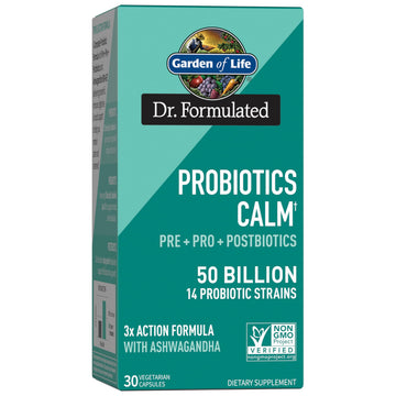 Garden of Life Dr. Formulated Pre, Post & Probiotics Calm 50 Billion CFU Daily 3-in-1 Complete Supplement with Ashwagandha – Mood Support, Digestive & Immune Support, 30 Vegetarian Capsules Garden of Life buy supplements canada