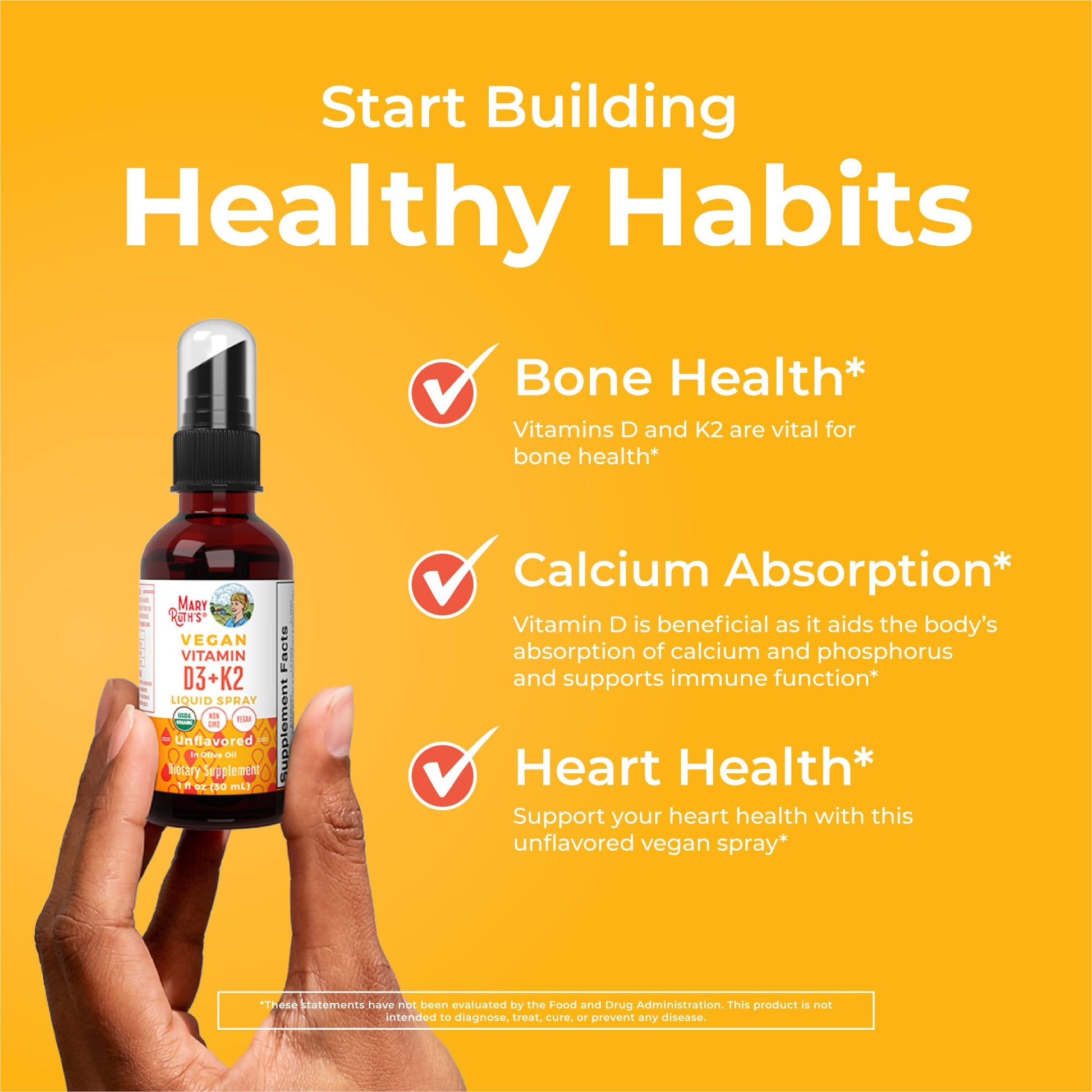 MaryRuth's Organic D3 + K2 Spray for Adults & Kids for Bone Health | Vitamin D3 as Cholecalciferol | Vitamin K2 | Immunity | Mineral Absorption | Heart Health | Vegan | Non-GMO | Gluten Free | 1 Fl Oz MARYRUTH'S buy supplements canada