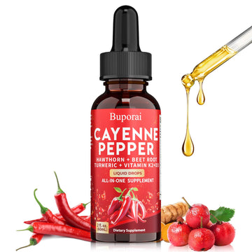 Buporai Cayenne Pepper Drops, Cayenne Pepper Extract Liquid Supplement for Overall Well-Being, 2 fl oz, Vitamin D3 K2 Beet Root Powder Buporai buy supplements canada
