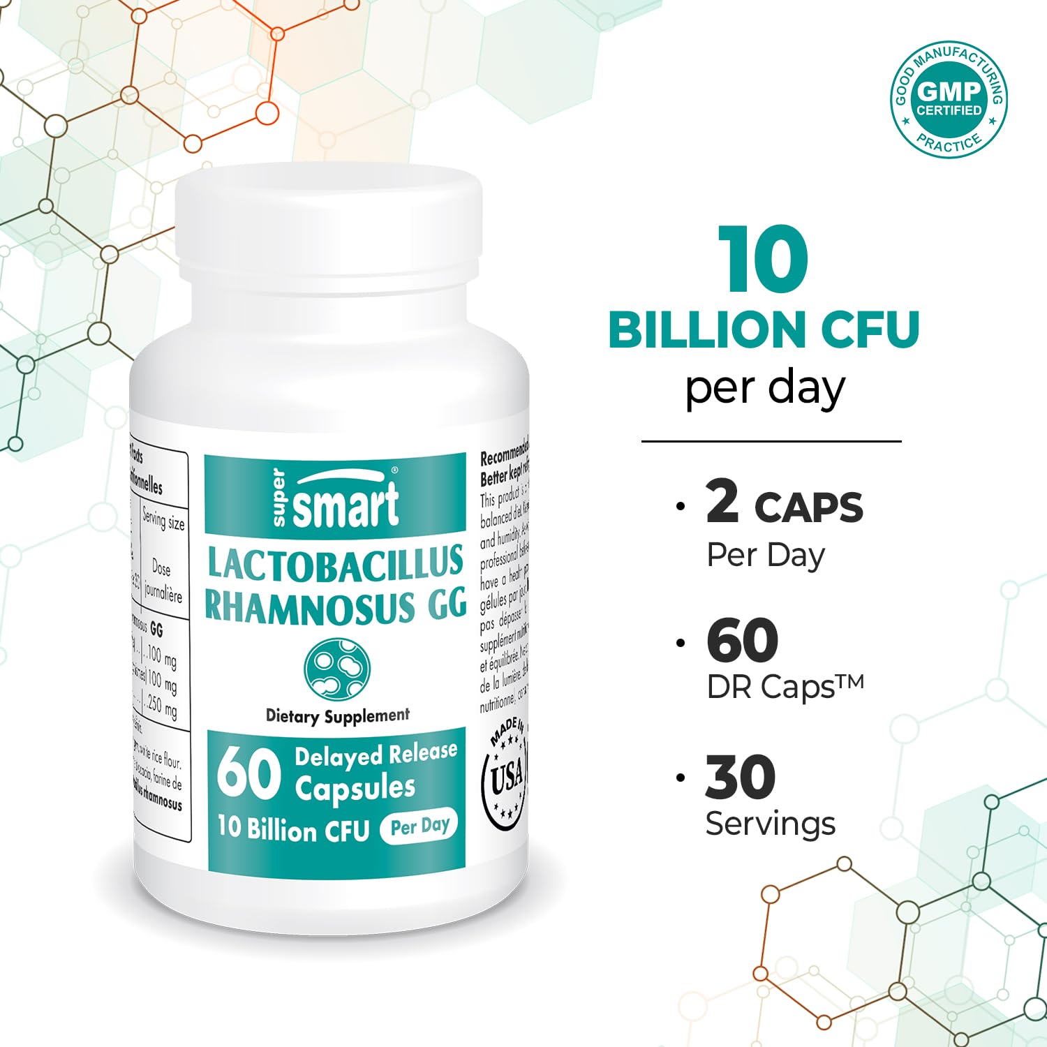 Supersmart - Lactobacillus Rhamnosus GG 10 Billion CFU per Day (LGG Probiotic Supersmart buy supplements canada