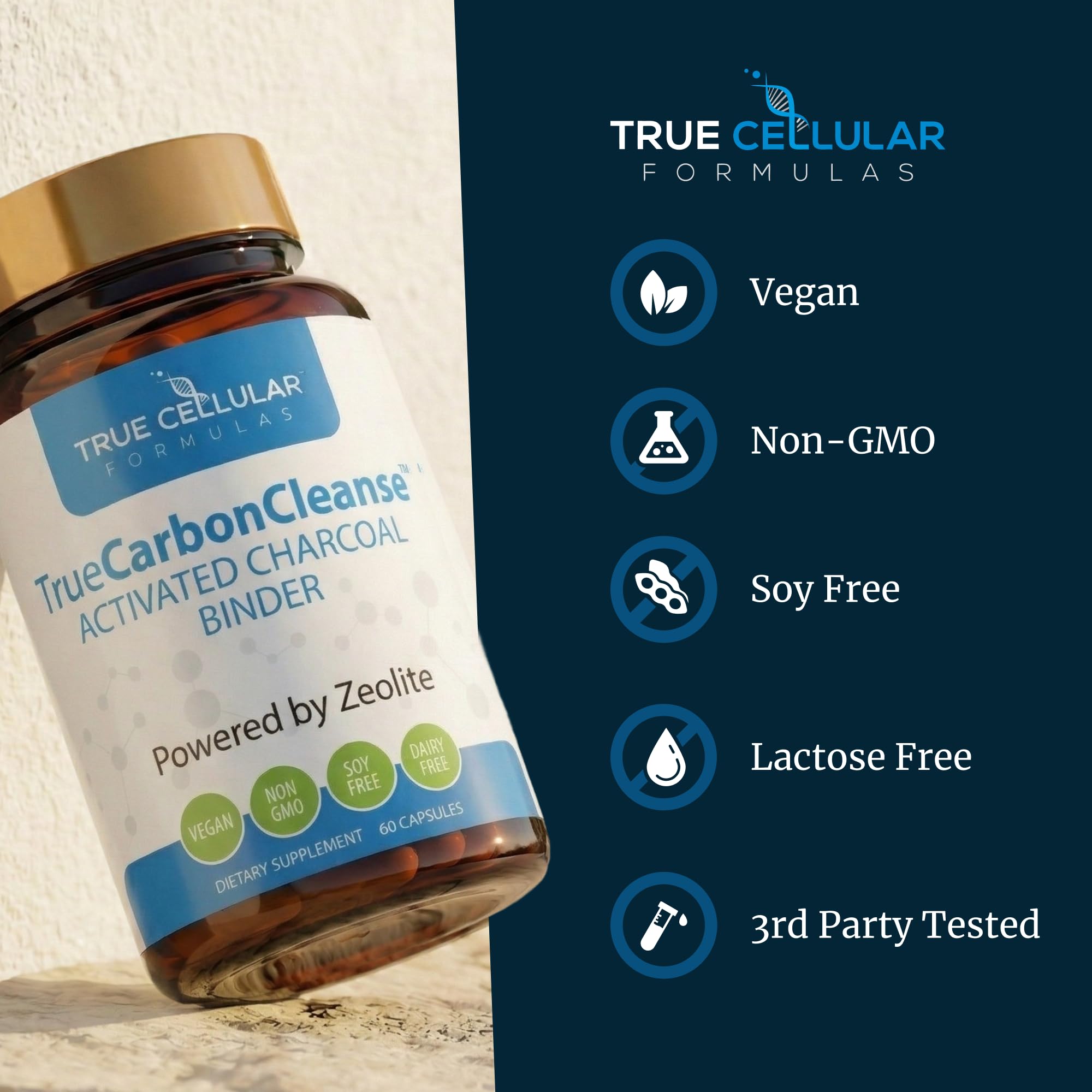 Gut Detox & Liver Cleanse - Organic Activated Charcoal Capsules with Clinoptilolite Zeolite Binder - TrueCarbonCleanse™ Carbon Supplement - 60 Bamboo Charcoal Pills True Cellular Formulas buy supplements canada