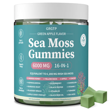 Sea Moss Gummies 16-in-1 - Ashwagandha Black Seed Oil Bladder Wrack Turmeric Vitamin C & D3 with Manuka Burdock Root Dandelion Yellow Dock Natural Detox & Liver Health Immune Support, Energy Boost GRGTP buy supplements canada