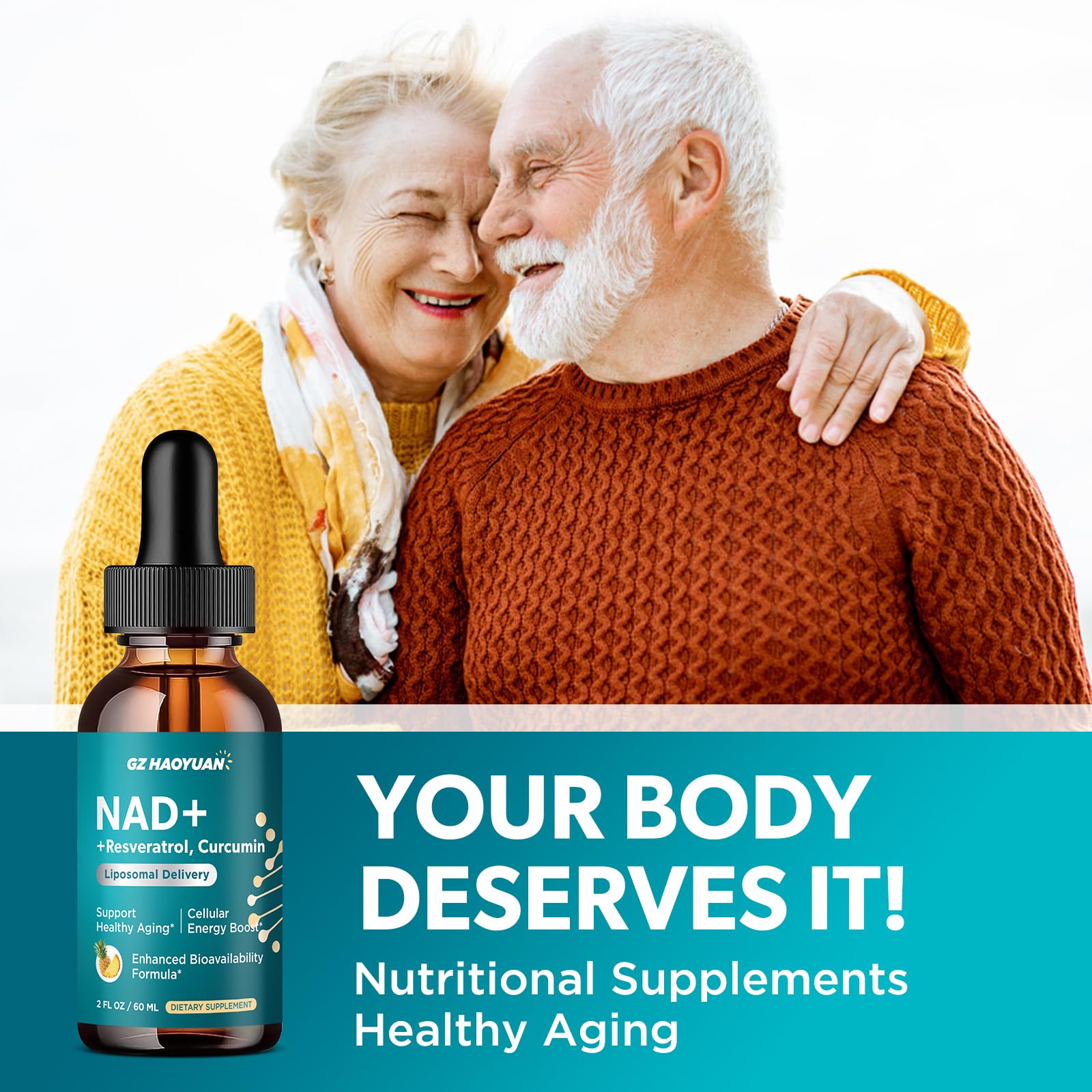 GZ HAOYUAN NAD Liquid Supplement for Women, Liposomal NAD+ Drops 1200MG with NAD Plus Resveratrol, Tmg, Quercetin, Anti-Aging, Cell Regeneration, Energy & Metabolism Support, Pineapple Flavor GZ HAOYUAN buy supplements canada
