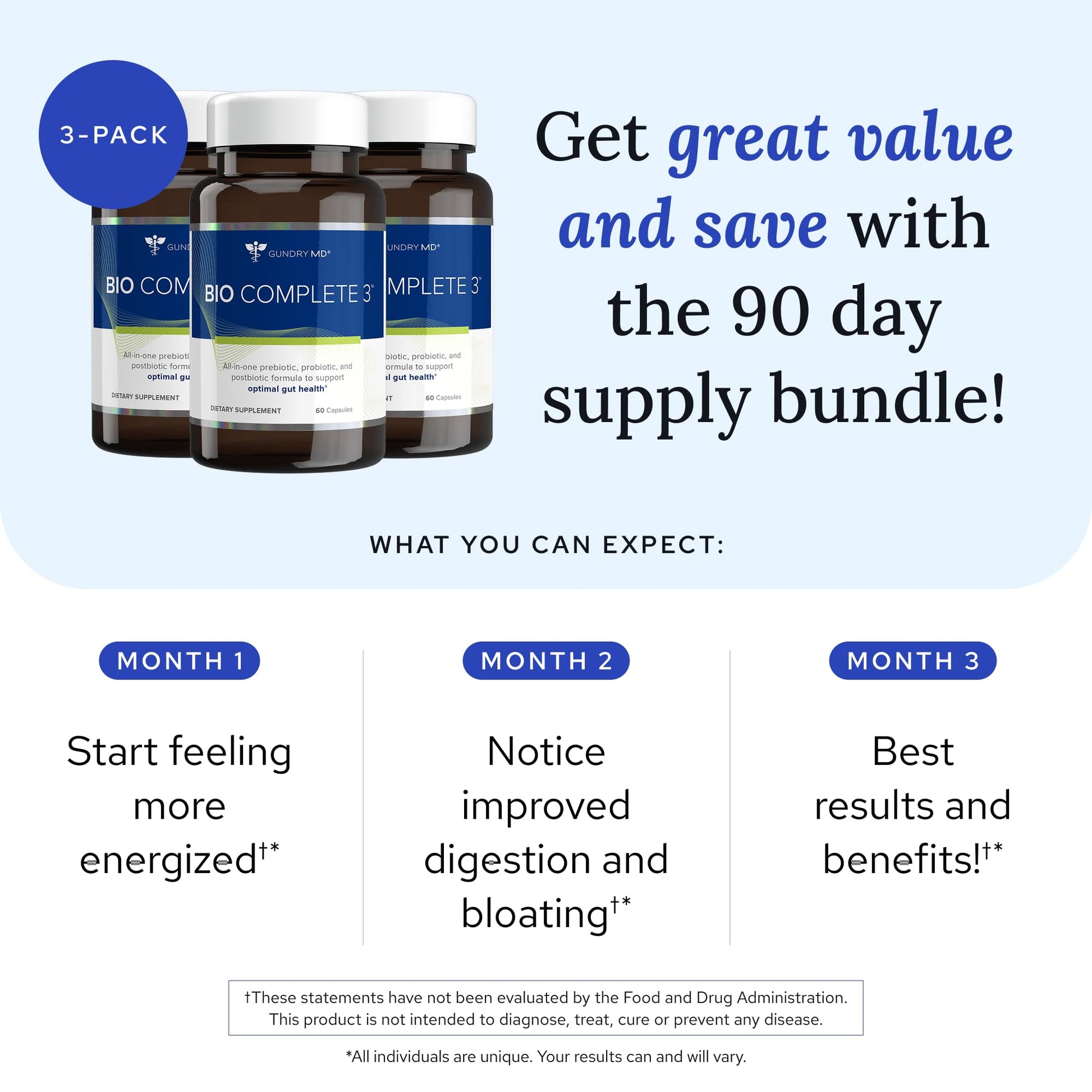 Gundry MD® Bio Complete 3 - Prebiotic, Probiotic, Postbiotic to Support Optimal Gut Health, 30 Day Supply (90 Day Supply) Gundry MD buy supplements canada