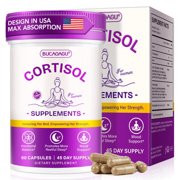 BUCAOAGU Cortisol Supplements for Women - Cortisol Reducer & Stress Support - Magnolia Bark, Rhodiola Rosea, Holy Basil, Magnesuim, Phosphatidylserine - Hormone Balance & Mood, Focus, Sleep Support BUCAOAGU buy supplements canada