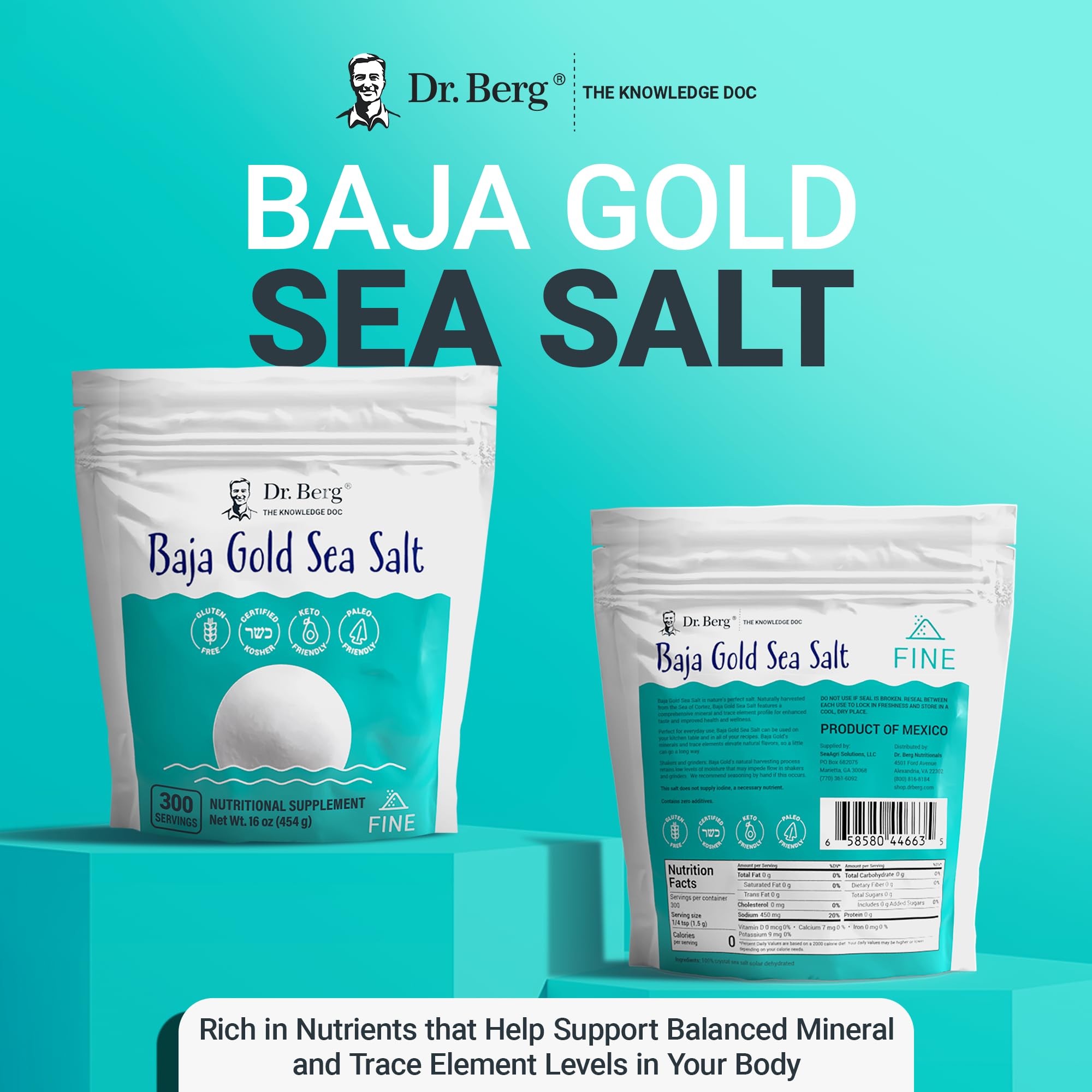 Dr. Berg's Baja Gold Sea Salt Organic - Natures Fine Sea Salt Support For Hydration Dr. Berg Nutritionals buy supplements canada