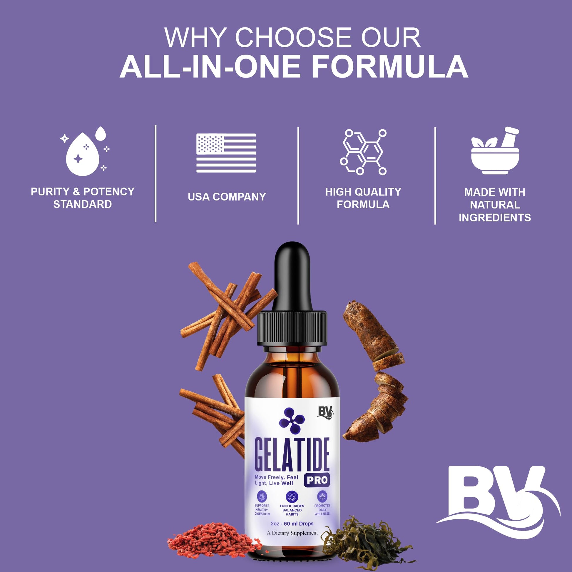 BLUE VIBE Gelatide Liquid Drops, Gela Tide Advanced Maximum Strength Overall Health & Wellness Support Supplement, Gelatide Premium Daily Health and Overall Energy Formula (2oz / 60ml) BLUE VIBE buy supplements canada
