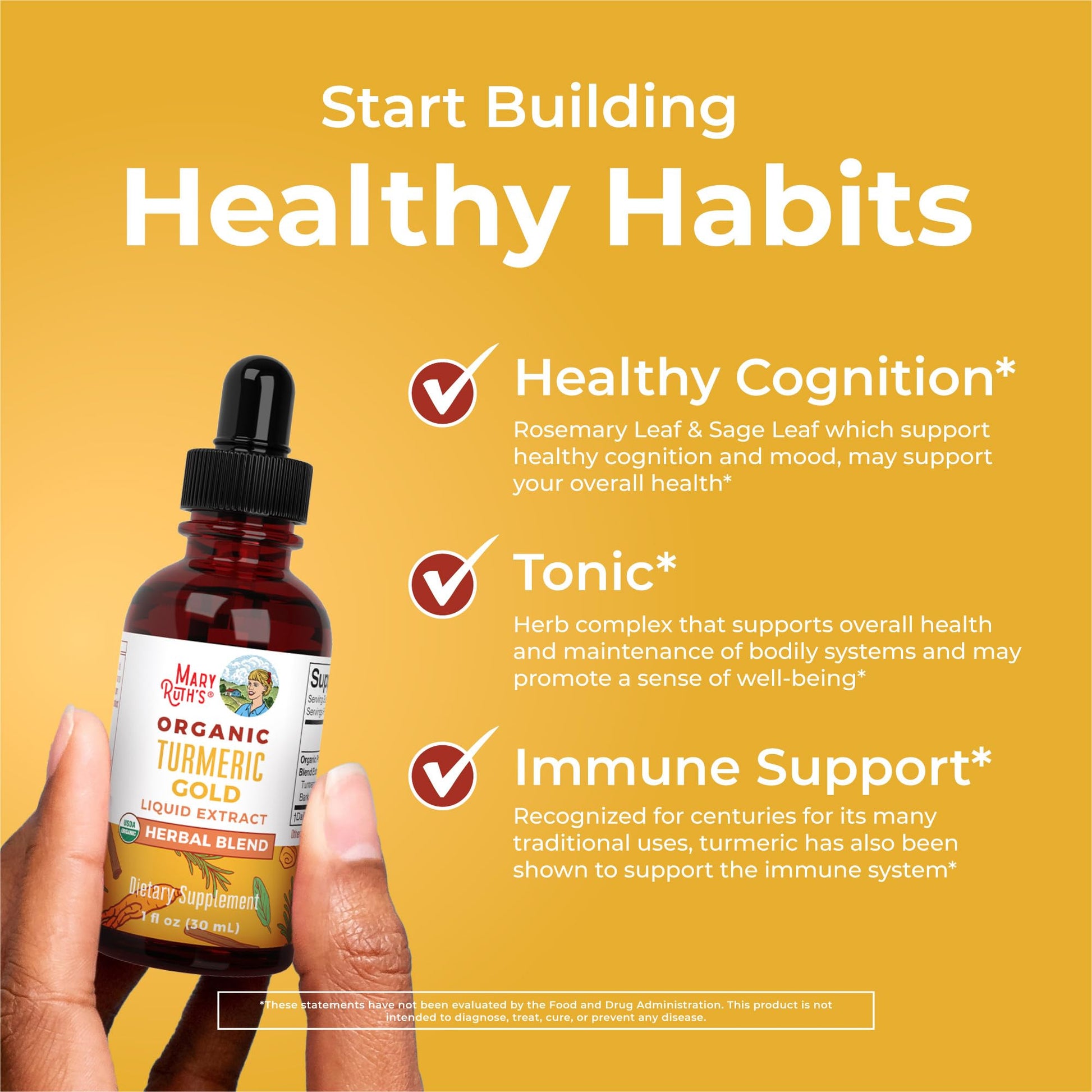 MaryRuth Organics USDA Turmeric Gold Liquid Drops | Herbal Blend | Turmeric Curcumin | Black Pepper | Cassia Cinnamon Bark | Ginger Root | Immune Support | Non-GMO Project Verified | Vegan | 1oz MARYRUTH'S buy supplements canada