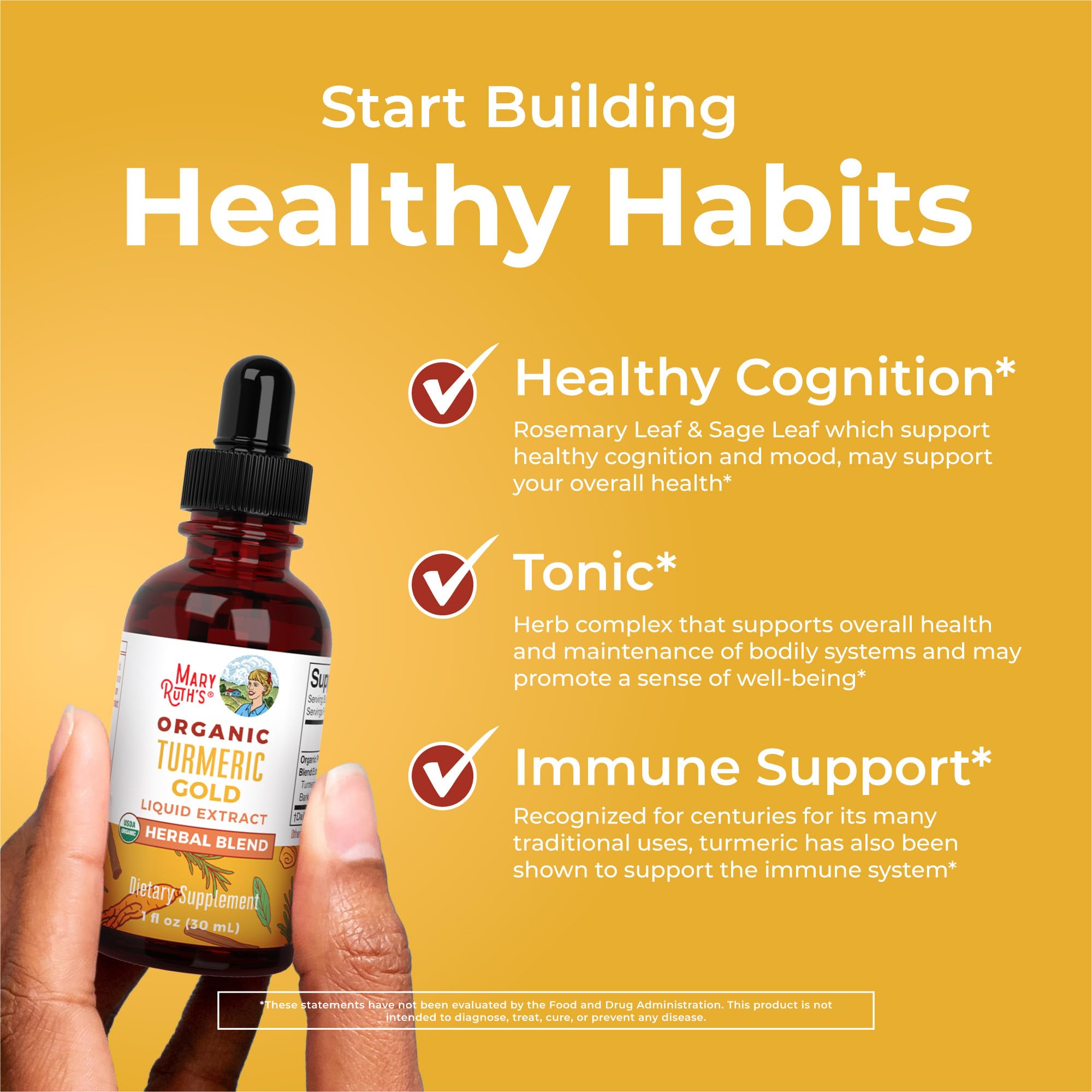 MaryRuth Organics USDA Turmeric Gold Liquid Drops | Herbal Blend | Turmeric Curcumin | Black Pepper | Cassia Cinnamon Bark | Ginger Root | Immune Support | Non-GMO Project Verified | Vegan | 1oz MARYRUTH'S buy supplements canada