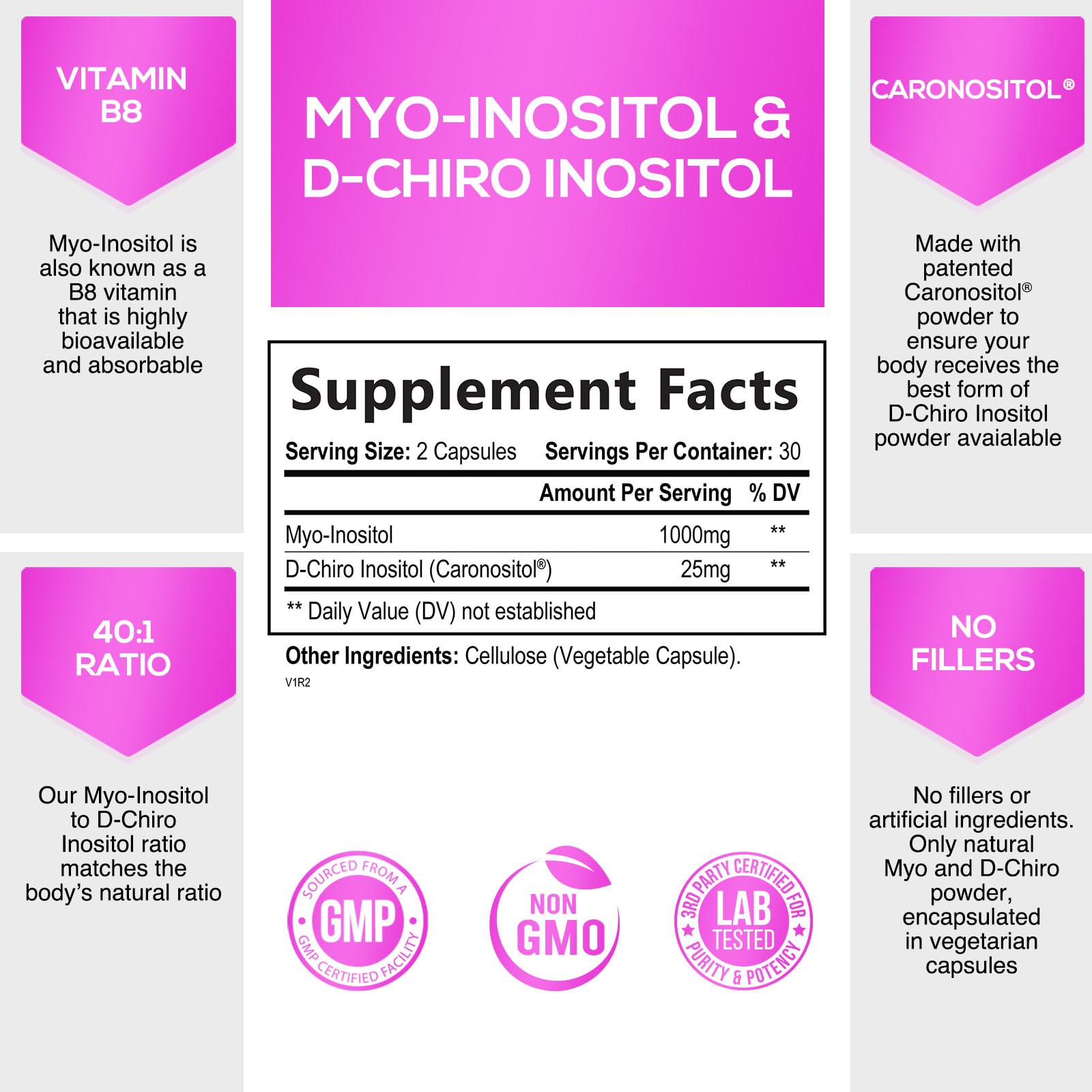 Myo-Inositol & D-Chiro Inositol Blend - 30 Day Supply, Premium 40:1 Ratio, Hormone Sup Nature's Glow buy supplements canada
