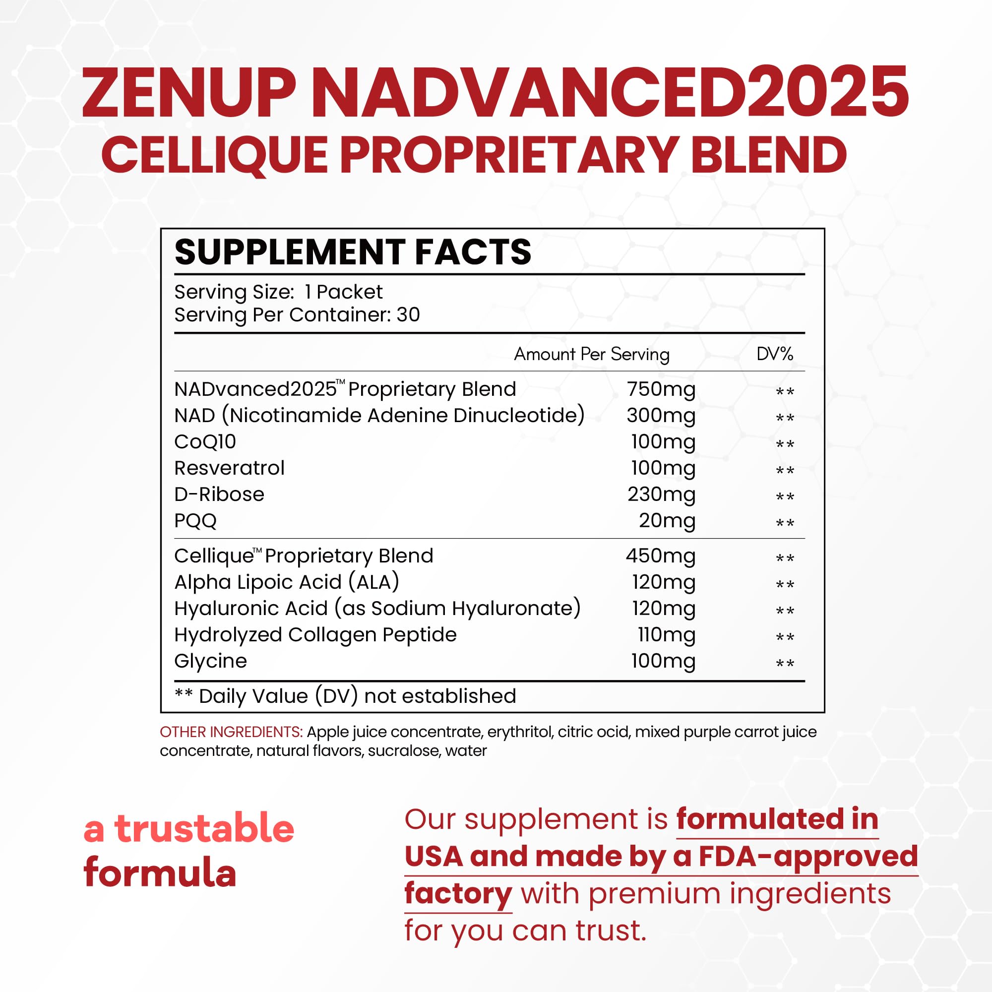 ZenUP Liquid NAD, Extra Strength 1,200mg NAD+ Supplement with CoQ10, Resveratrol, D-Ribose & PQQ for Men & Women, Natural NAD+ Stick for Anti-Aging, Energy, Focus - 30 Packets ZenUP buy supplements canada
