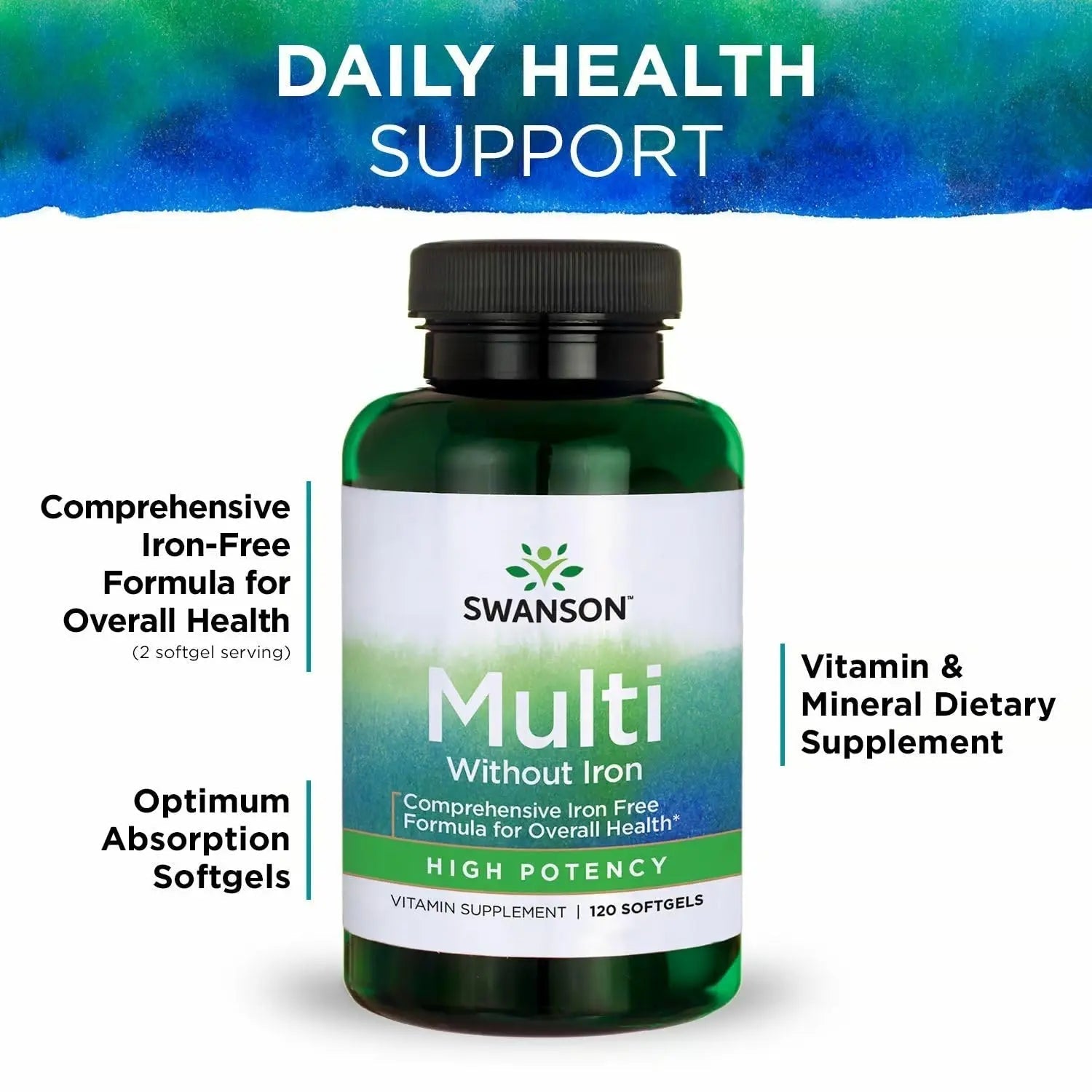 Swanson Multi Without Iron Multivitamin Health Supplement Iron-Free Formula 120 Softgels Sgels (2 Pack) Swanson buy supplements canada
