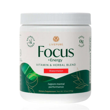PURE Focus + Energy Tub Drink Mix | Natural Caffeine & Antioxidants from Botanicals | Supports Alertness, Clarity & Energy | Zero Sugar, No Artificial Sweeteners | 9.5 oz | Watermelon Flavor PURE buy supplements canada