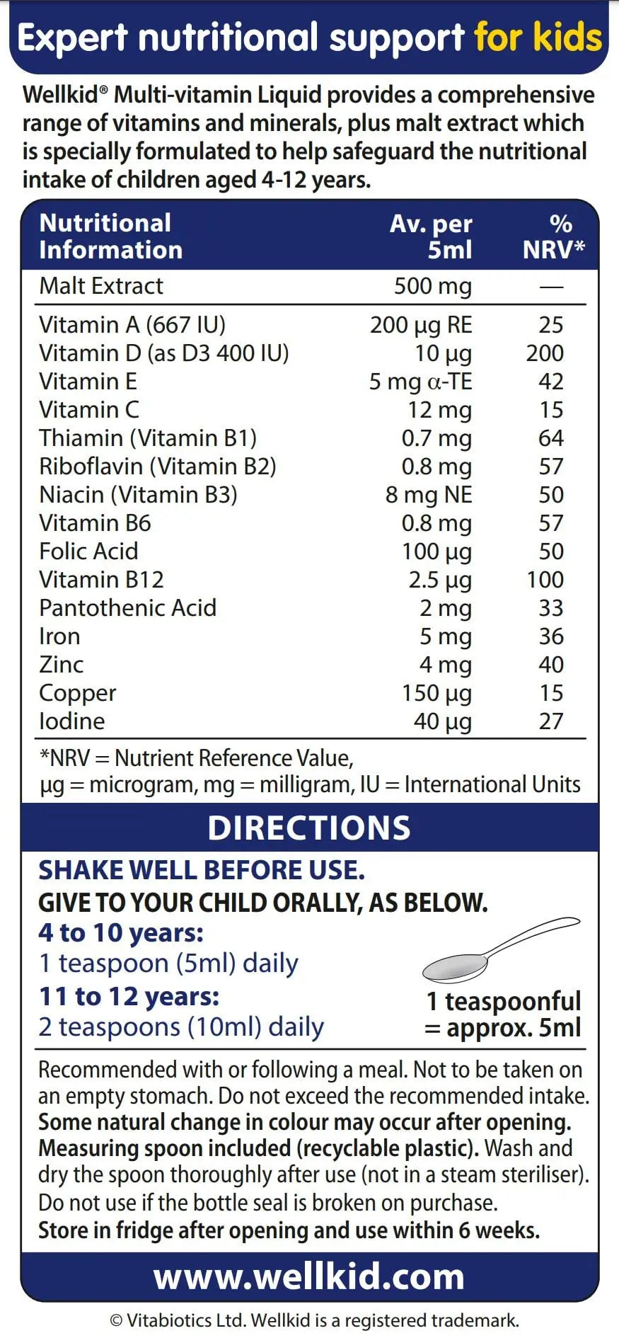 Wellkid by Vitabiotics Multi-Vitamin Liquid 150ml Wellkid buy supplements canada