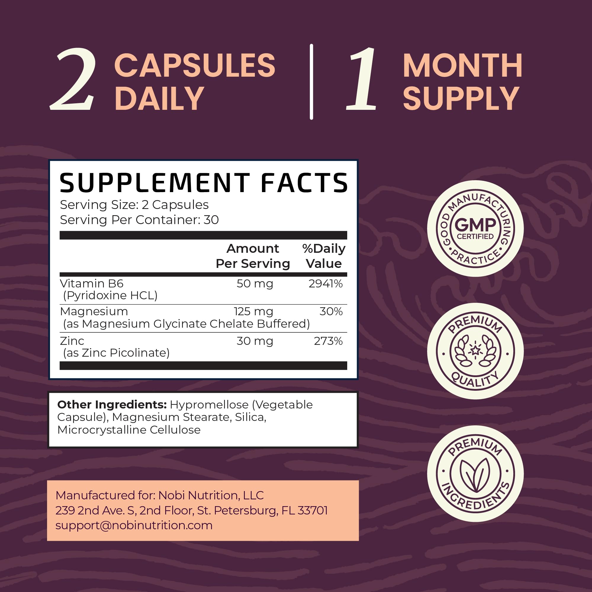 Zinc and Magnesium Supplement with Vitamin B6 | Women’s Hormone Balance, Menstrual Cycle & Immune Support | High Absorption Chelated Magnesium Glycinate with Zinc Picolinate and VIT B6 | 60 Ct Nobi Nutrition buy supplements canada