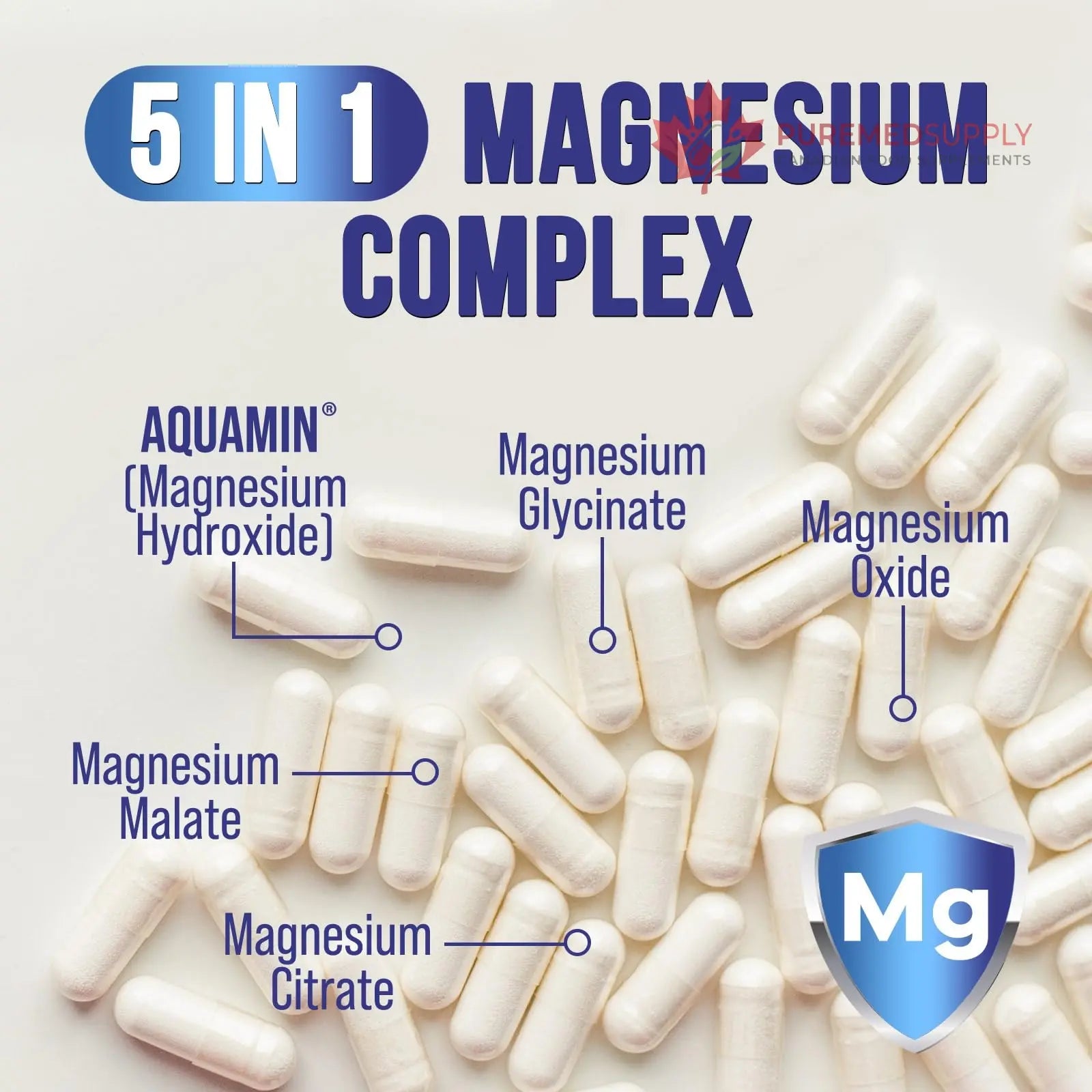 Magnesium Complex Capsules - 500mg per Serving Magnesium - High Absorption Chelated Mineral Supplement - with Oxide, Glycinate, Malate, Citrate for Muscle Bone and Heart Health Support - 120 Capsules Health Nutrition Naturals buy supplements canada