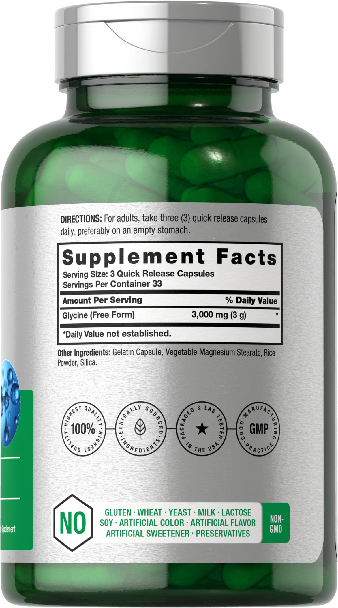 Glycine 3000 mg 100 Capsules | Non-GMO, Gluten Free Glycine Supplement | by Horbaach Horbäach buy supplements canada