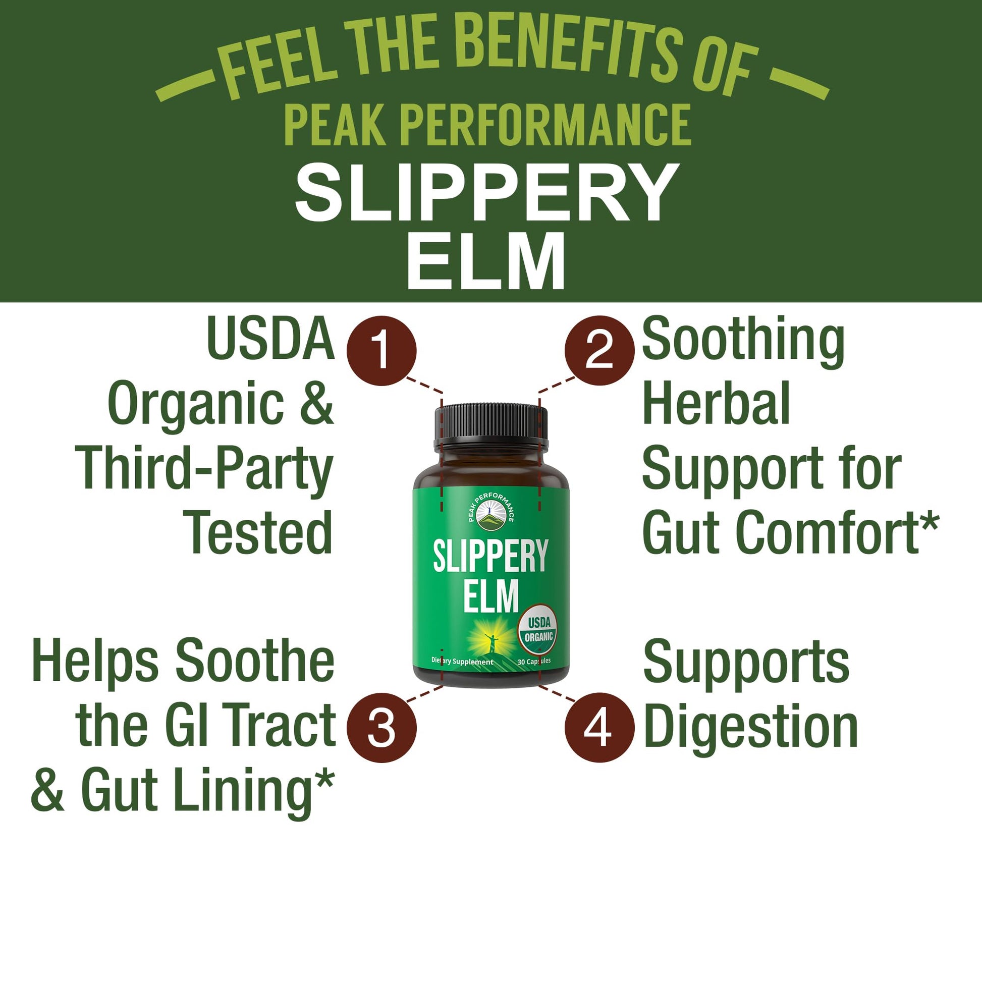 USDA Organic Slippery Elm for Women & Men. Vegan Capsules with Micronized Slippery Elm Bark Powder for Digestion, Bloating Relief, & Gut Lining. Natural Mucilage That Soothes The Throat & Airways Peak Performance buy supplements canada