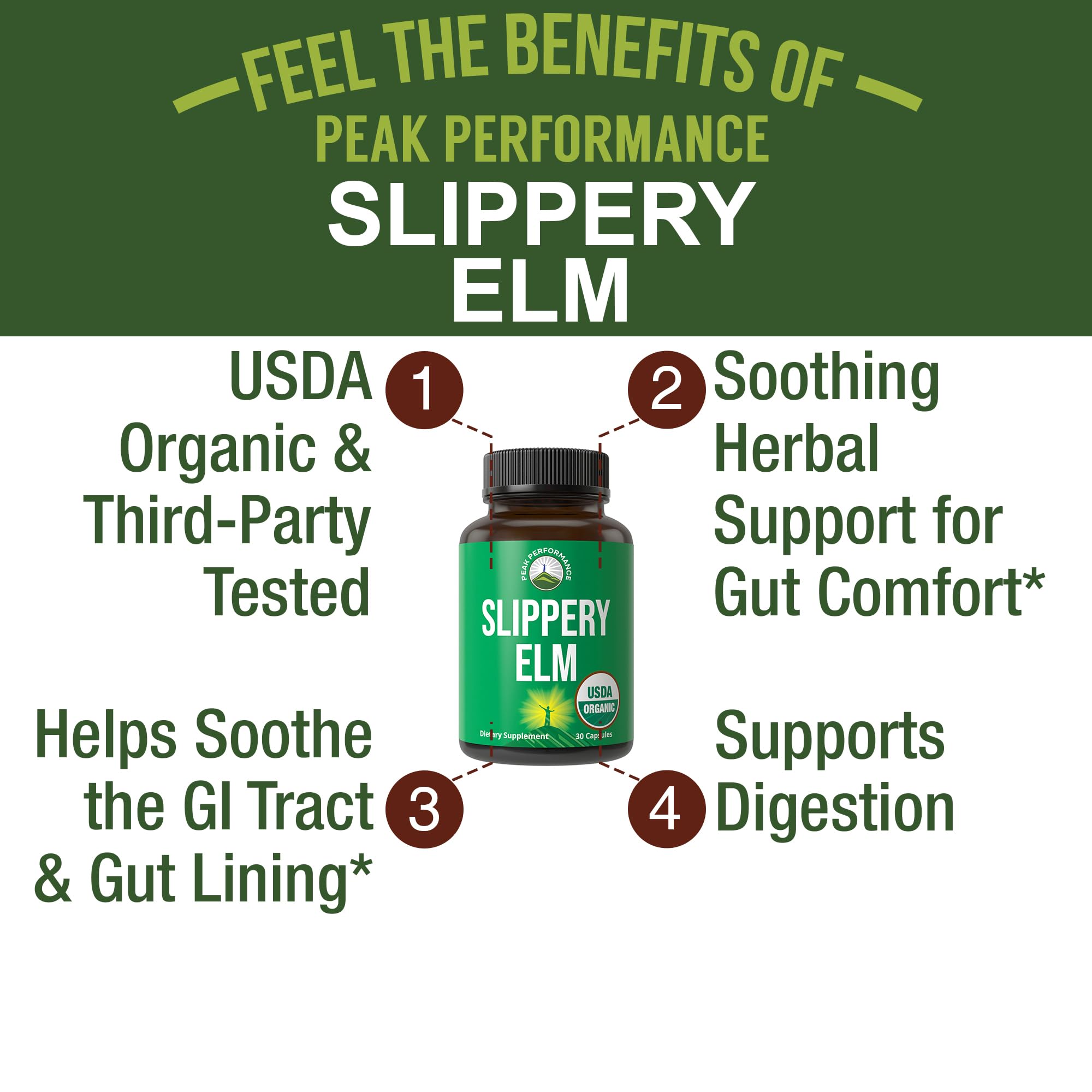 USDA Organic Slippery Elm for Women & Men. Vegan Capsules with Micronized Slippery Elm Bark Powder for Digestion, Bloating Relief, & Gut Lining. Natural Mucilage That Soothes The Throat & Airways Peak Performance buy supplements canada