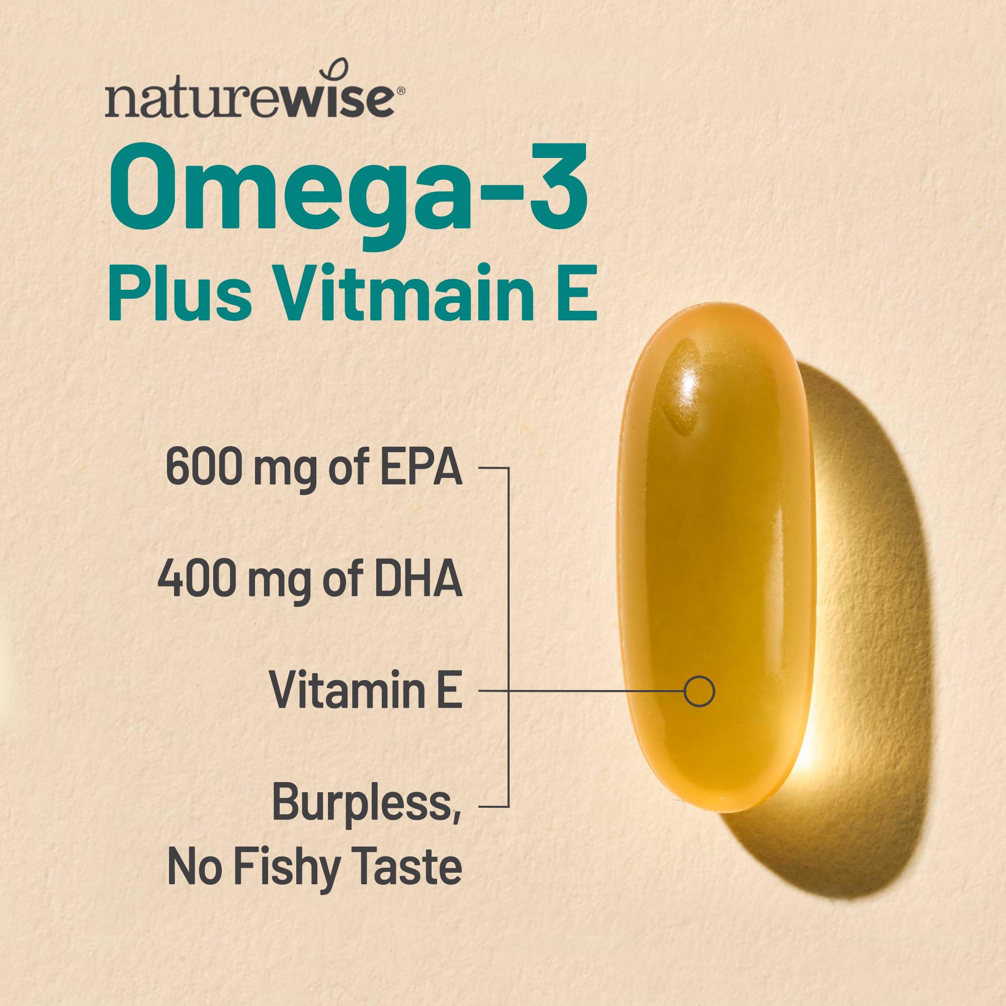 NatureWise Extra-Strength Omega 3 Fish Oil Supplement - 1000mg per Serving - 600 EPA & 400 DHA and Vitamin E - Support for Heart & Brain Health - Lemon Flavor NatureWise buy supplements canada