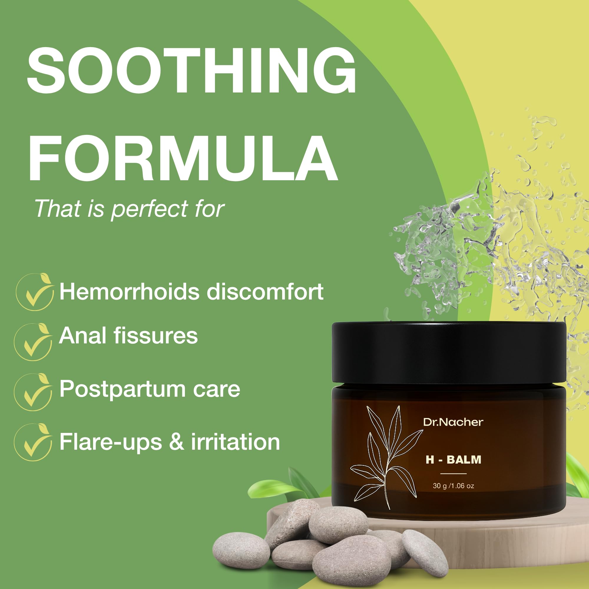 Dr. Nacher H-Balm. Rectal Natural Balm for Fissure, Hem Related discomfort. with Sophora & 12 Herbal Extracts. Soothes Irritation. Fast-Acting. Safe for Sensitive Areas and Postnatal. for Men & Women Dr. Nacher buy supplements canada