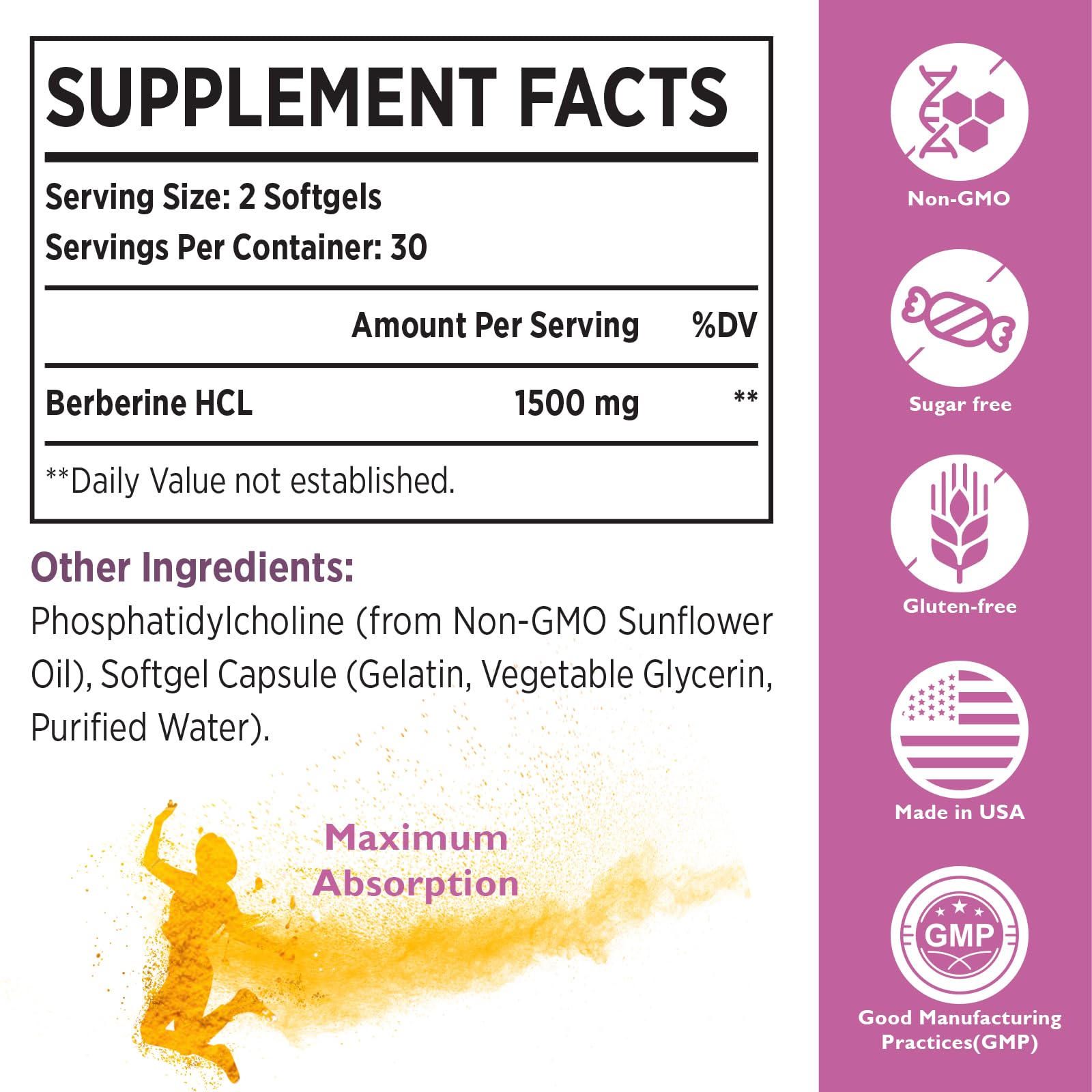 Berberine HCL Supplement 1500mg - High Bioavailability Liposomal Berberine Capsules KoNefancy buy supplements canada
